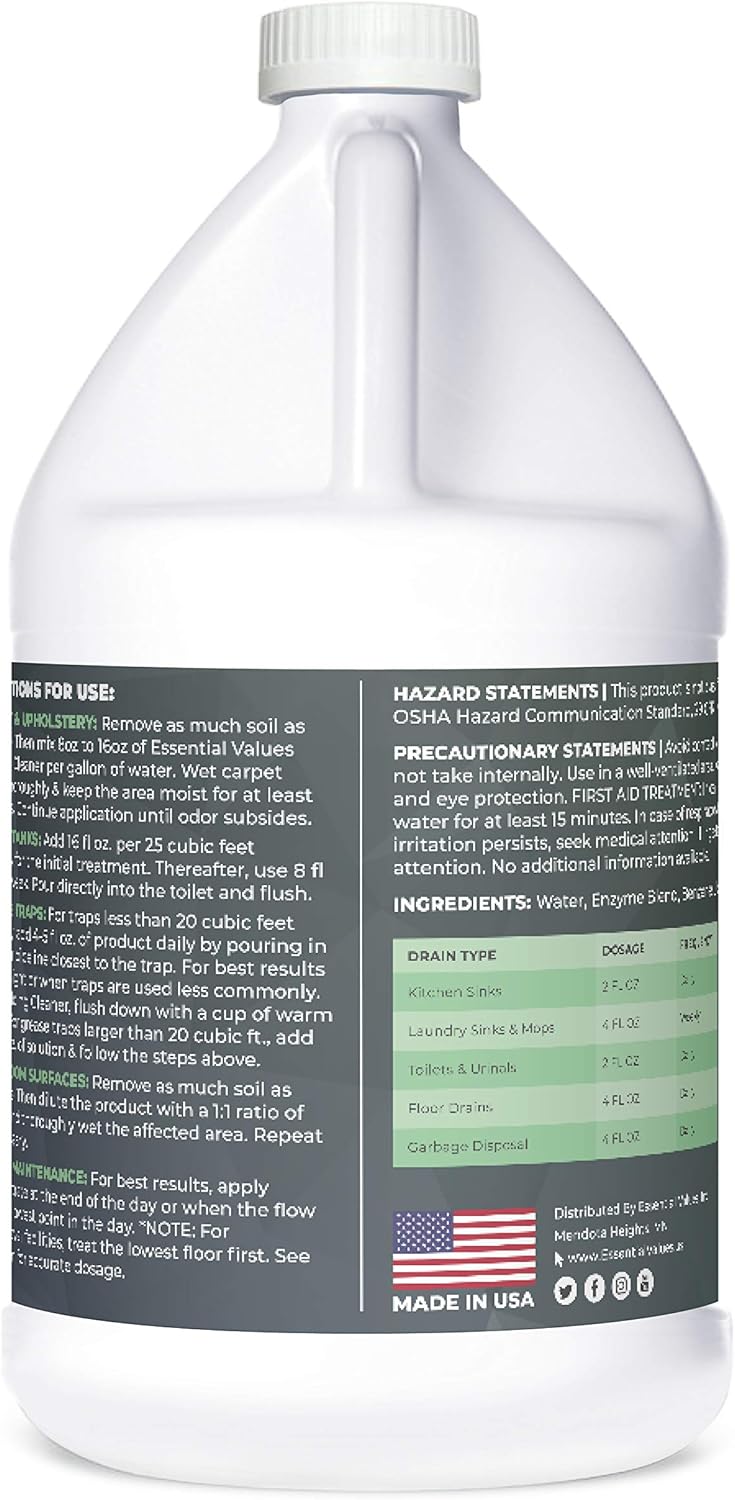 Enzyme Cleaner (1 Gallon / 128 Fl OZ), Drain Cleaner, Made in USA – Multi-Purpose Solution- Stop