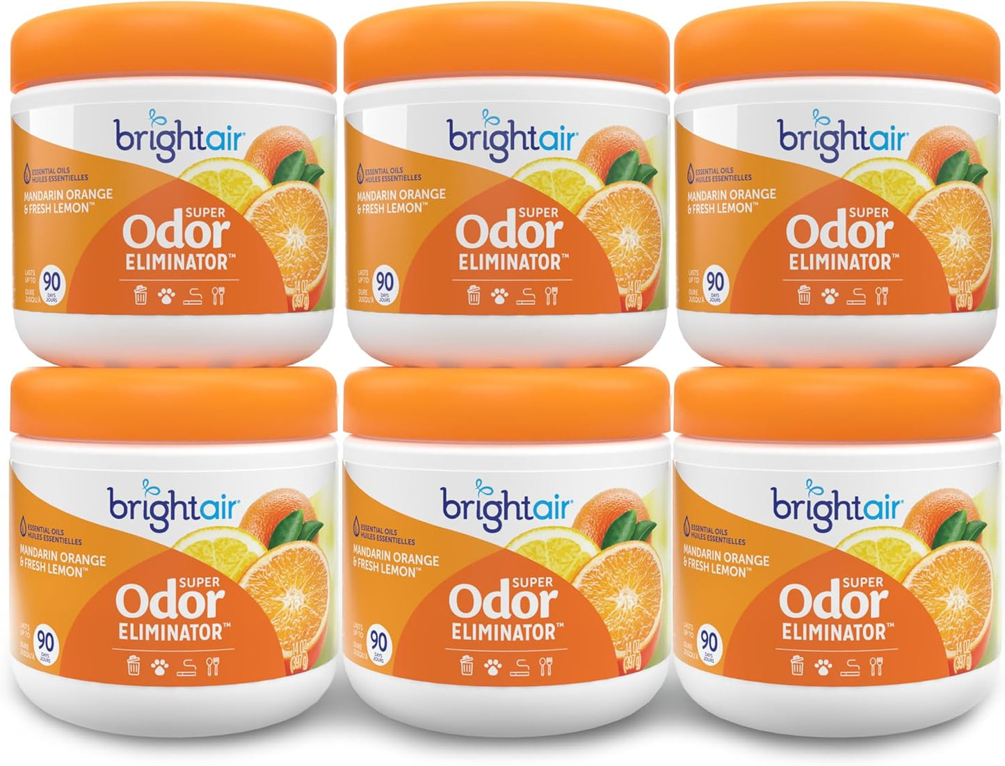 Bright Air 14 oz. Super Odor Eliminator, For Medium-Size Spaces, Mandarin Orange and Fresh Lemon