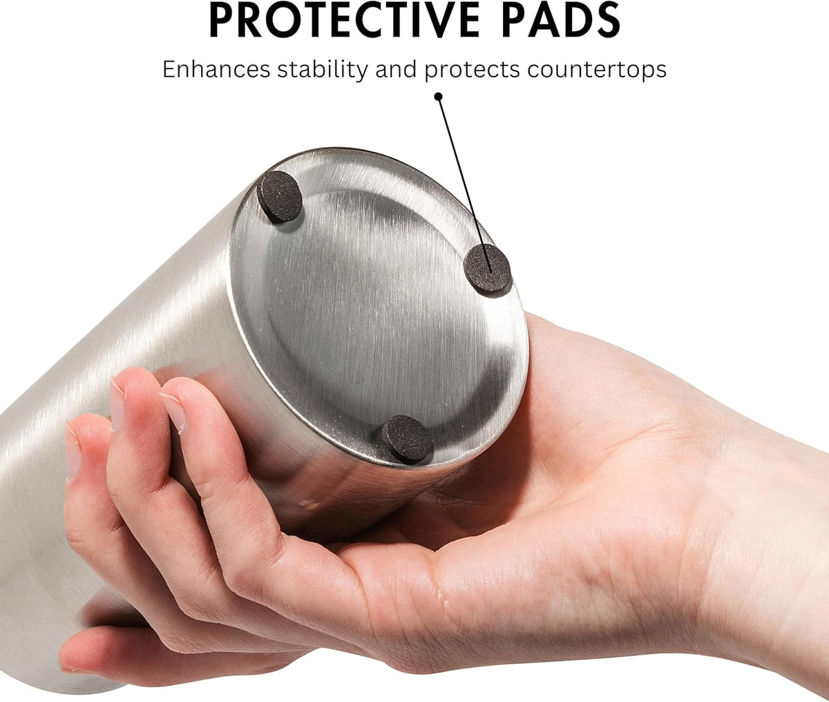Silver Soap Dispenser Stainless Steel for Bathroom and Kitchen Sink, 15oz Refillable Round