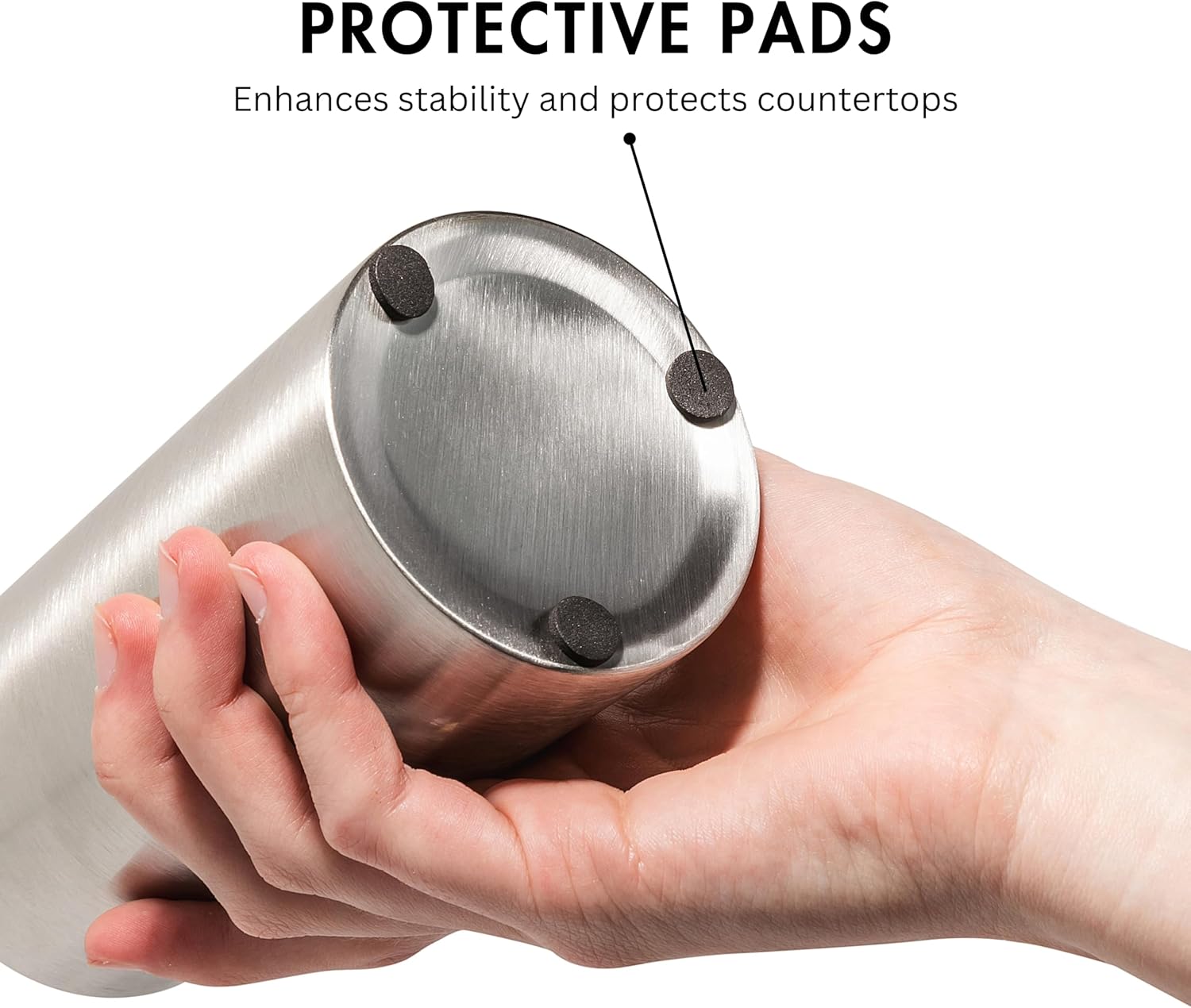 Silver Soap Dispenser Stainless Steel for Bathroom and Kitchen Sink, 15oz Refillable Round