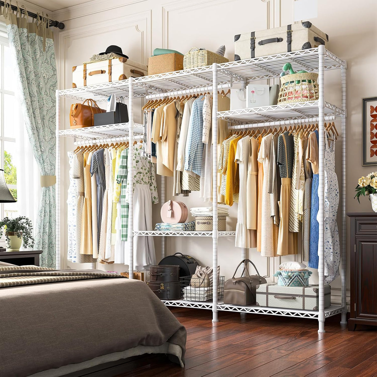 Raybee Clothes Rack Heavy Duty Load 795LBS Adjustable Clothing Racks for Hanging Clothes Garment