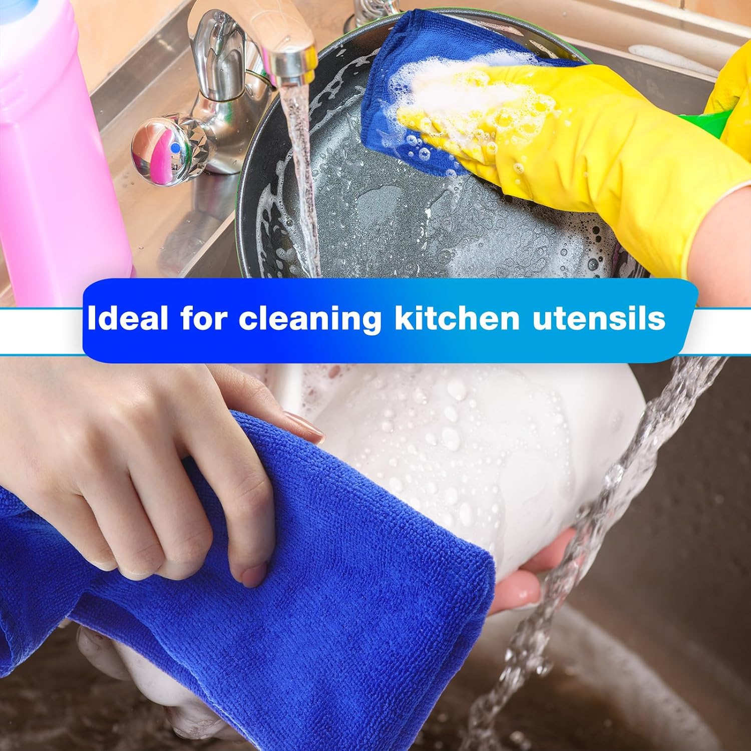 Nuenen Microfiber Cleaning Cloths for Cars 16 x 16 Inch Ultra Absorbent Car Towels Drying Reusable