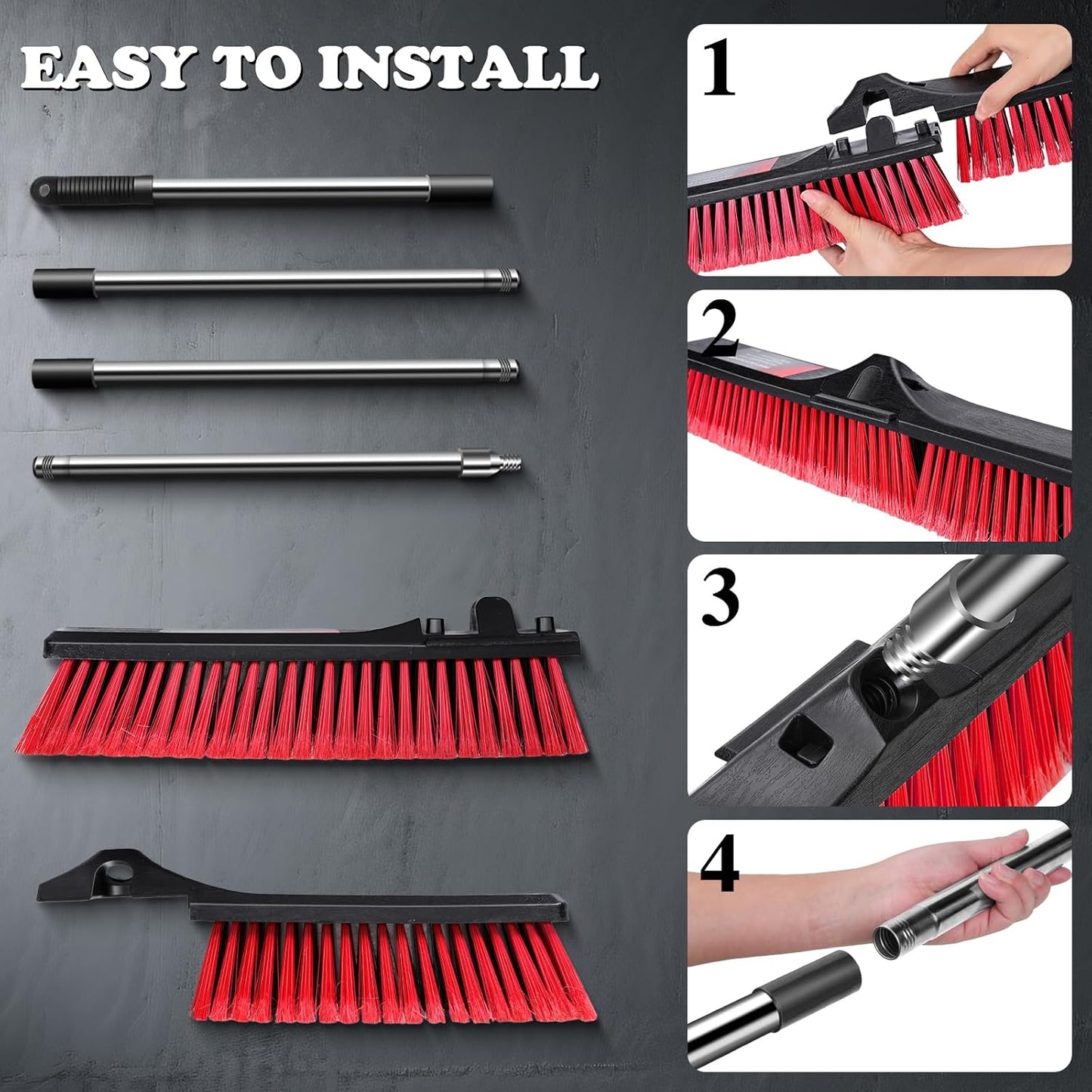 MASTERTOP 25'' Yard Broom, Heavy Duty Garden Broom with Stiff Bristles, Outdoor Sweeping Brush,Push