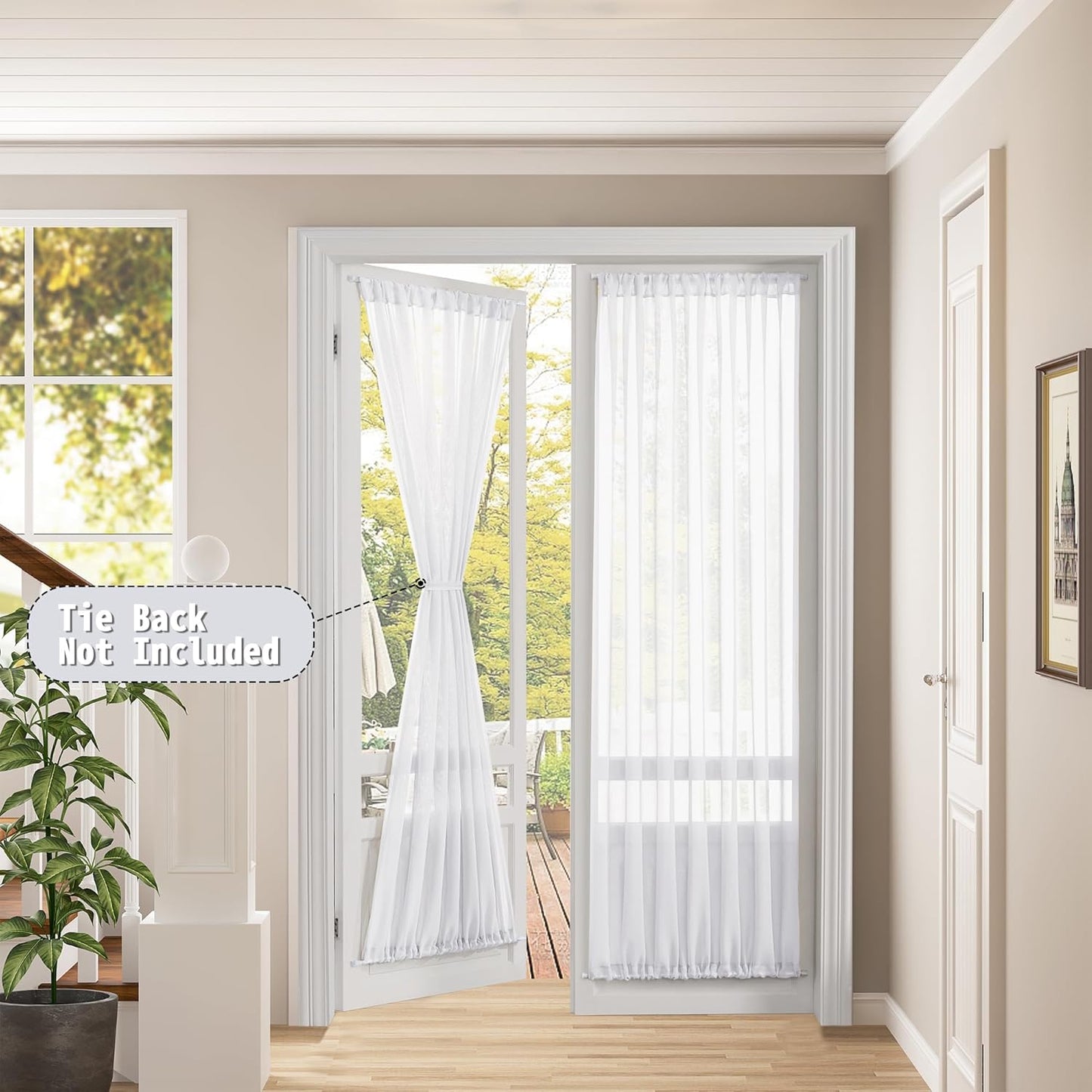 Tollpiz Sheer Door Curtains Closet Linen Textured Curtain Sheers Doorway Light Filtering Voile