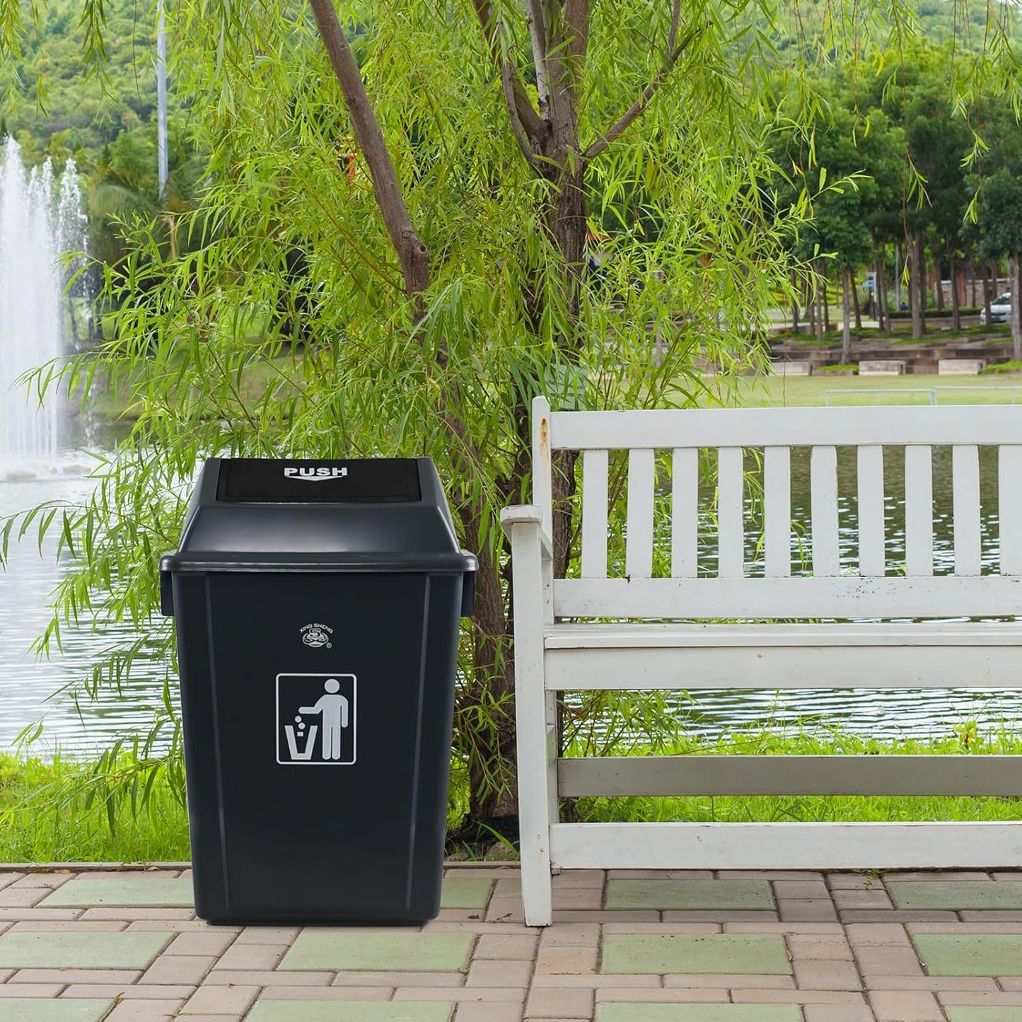 4 Packs 18 Gallon Large Commercial Trash Can, Kitchen Waste Bin with Lid, Plastic Tall Garbage Can