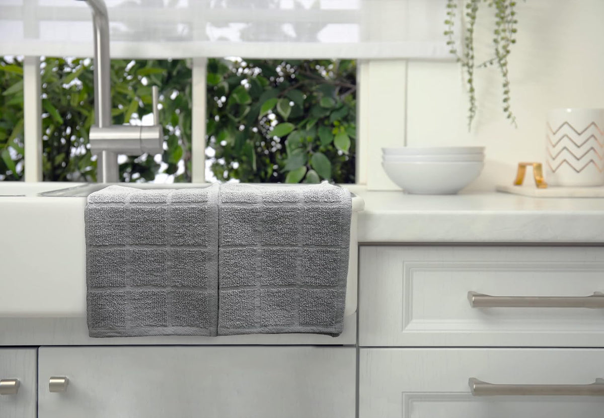 100% Cotton Terry Dish Cloth & Dish Towel, 6 Pack, Super Soft and Absorbent Kitchen Towels, Perfect