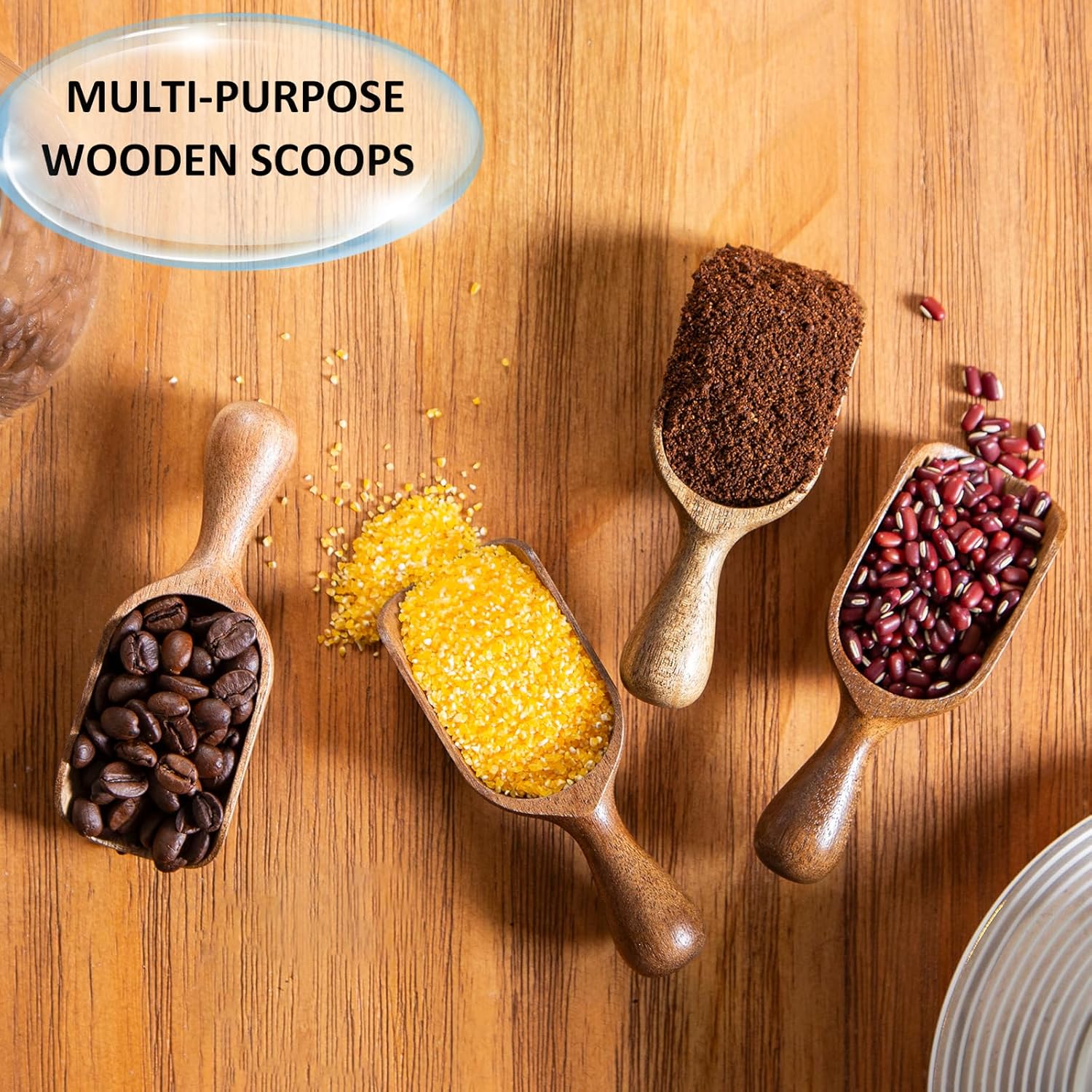 Wooden Scoops for Canisters 6PCS Acacia Wooden Scoop for Jars Mini Measuring Spoons for Ground