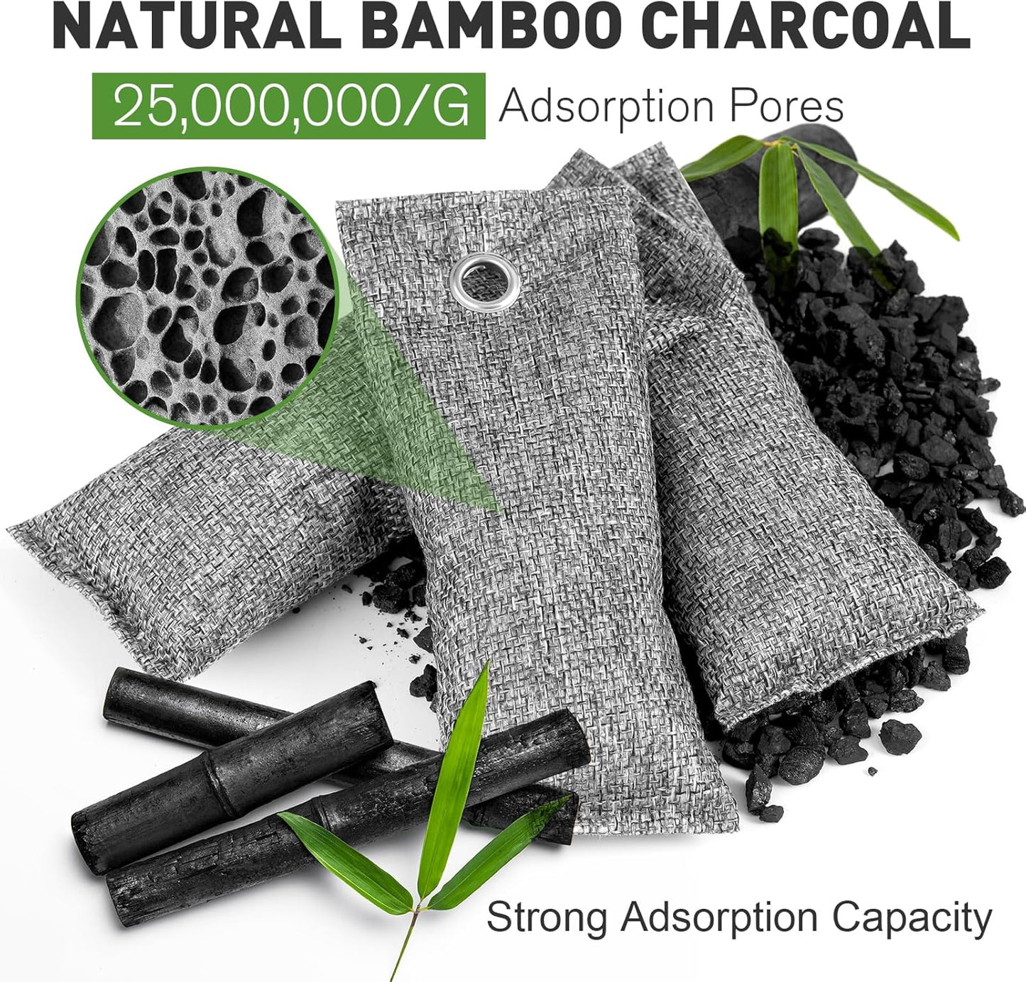 8Pack Activated Charcoal Odor Absorber, Odor Eliminator for Strong 0dor,Shoe Deodorizer,Bamboo