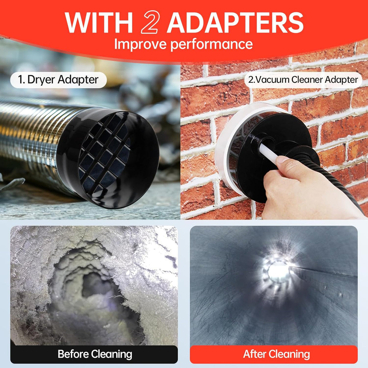 BLuesea Dryer Vent Cleaner Kit, 15-Piece Ultimate Dryer Cleaning Kit Include 30 Feet Dryer Vent