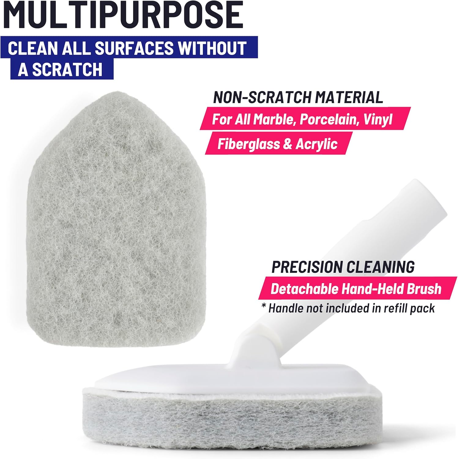 Replacement Scrubber Refill for Moku Home Extendable Tub Tile Shower Brush for Cleaning Non-Scratch