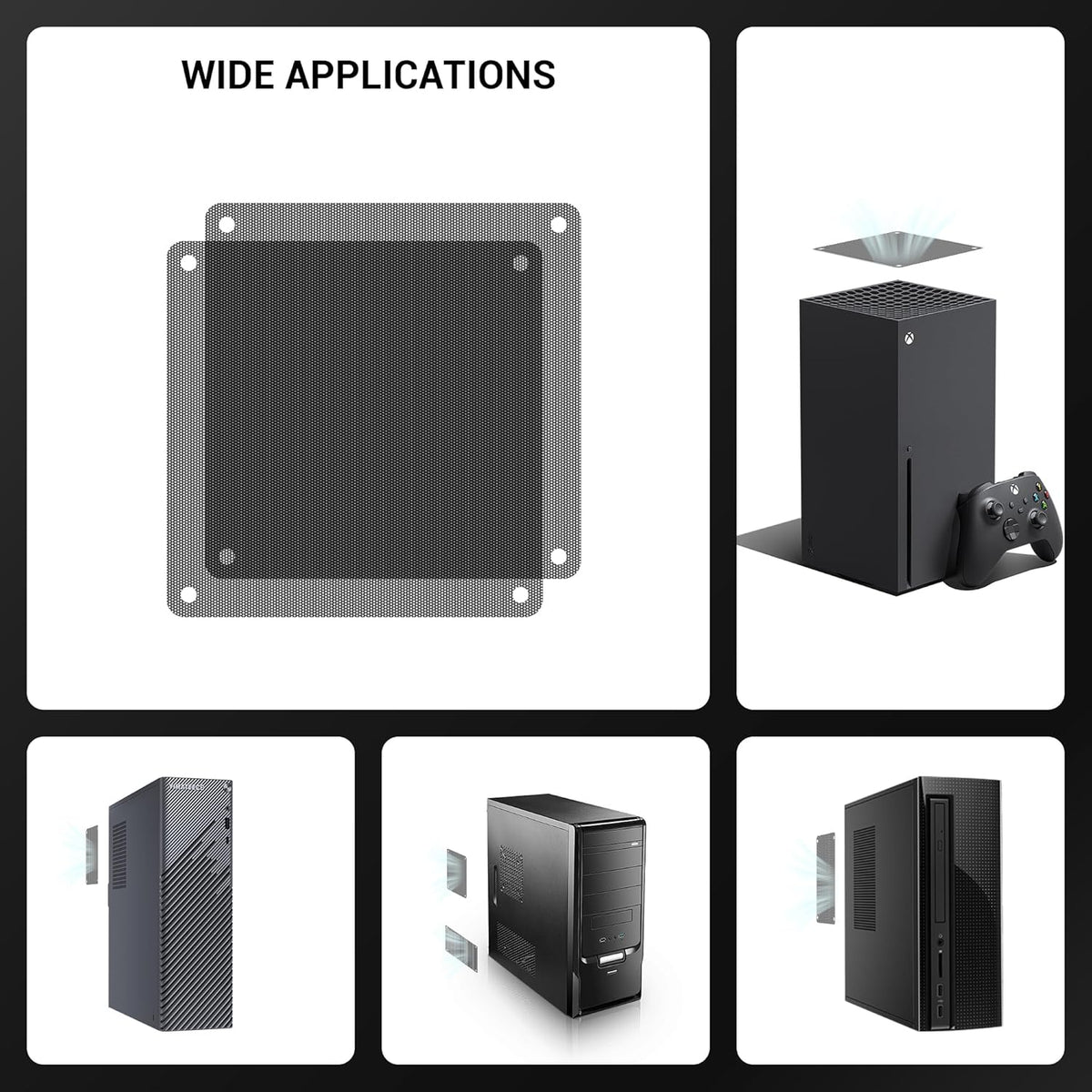 140mm Fan Dust Filter PC, 10Pack PVC Computer Dust Filter Mesh Dustproof Case Cover PC Cooler Fan