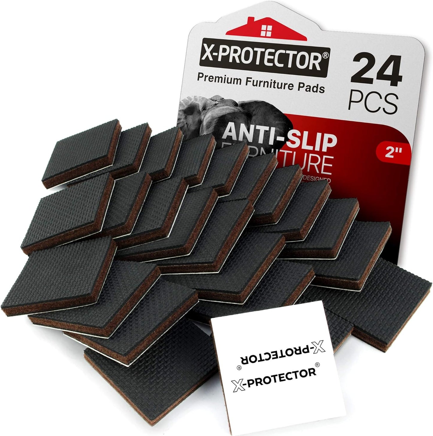 X-PROTECTOR Non Slip Furniture Pads – 24 pcs Premium Furniture Grippers 2"! Best SelfAdhesive