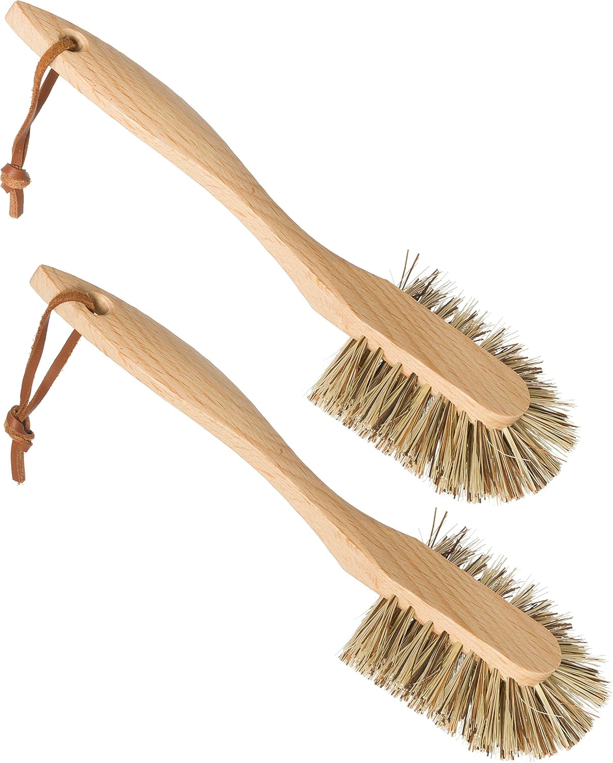 REDECKER Curved Dish Brush, Natural Union Plant Fiber Bristles, Ergonomic Design with Oiled