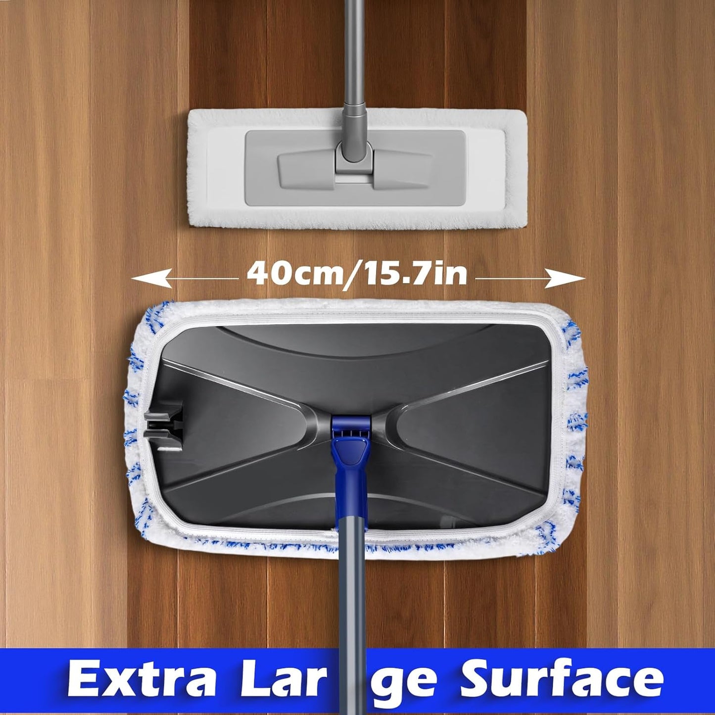 MASTERTOP Microfibre Flat Mop, Extended Wet Dry Large Floor Mop with 5 Reusable Pads & Telescopic