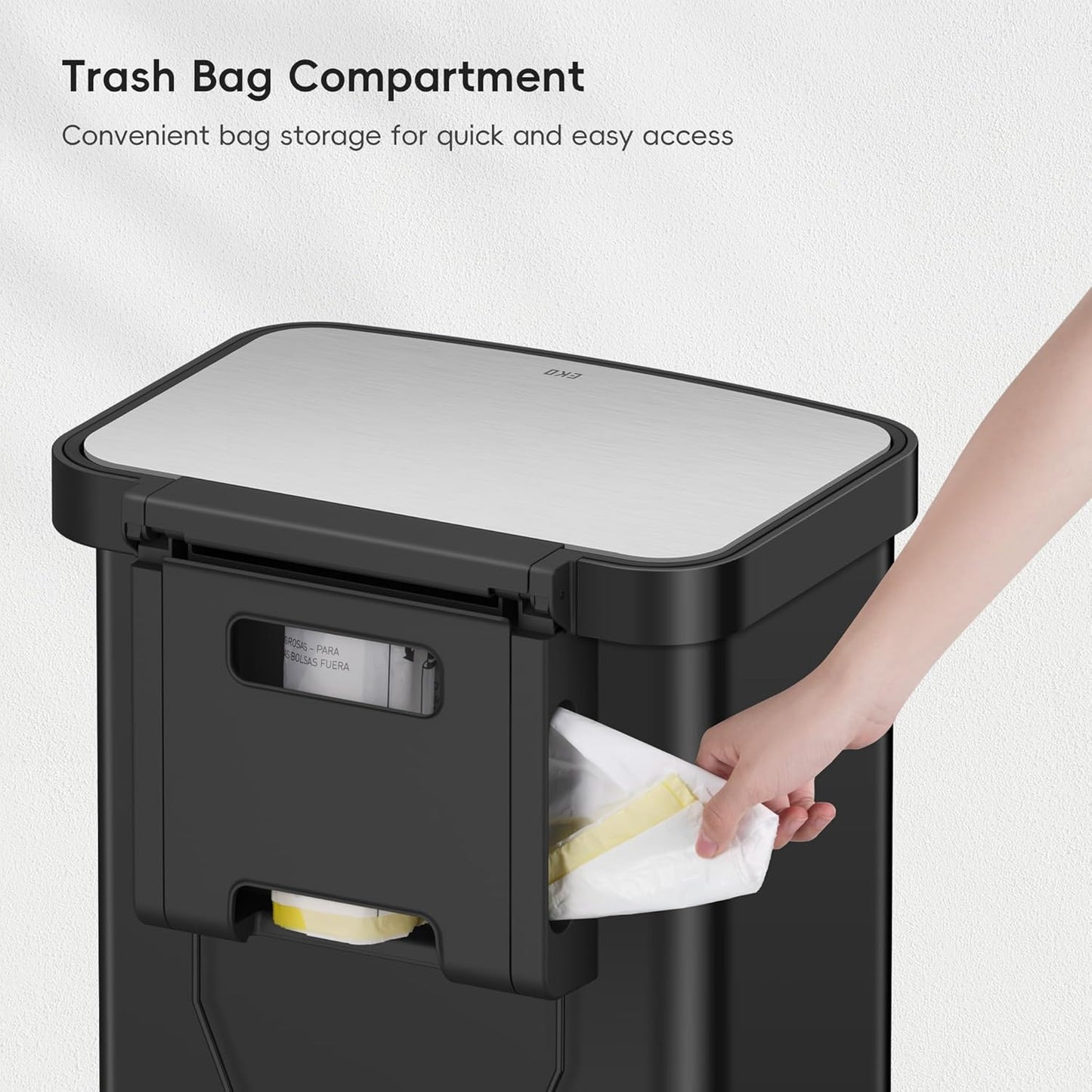 EKO Hudson Matte Stainless Steel 75 Liter/20 Gallon Large Kitchen Trash Can, Tall Step Garbage Can