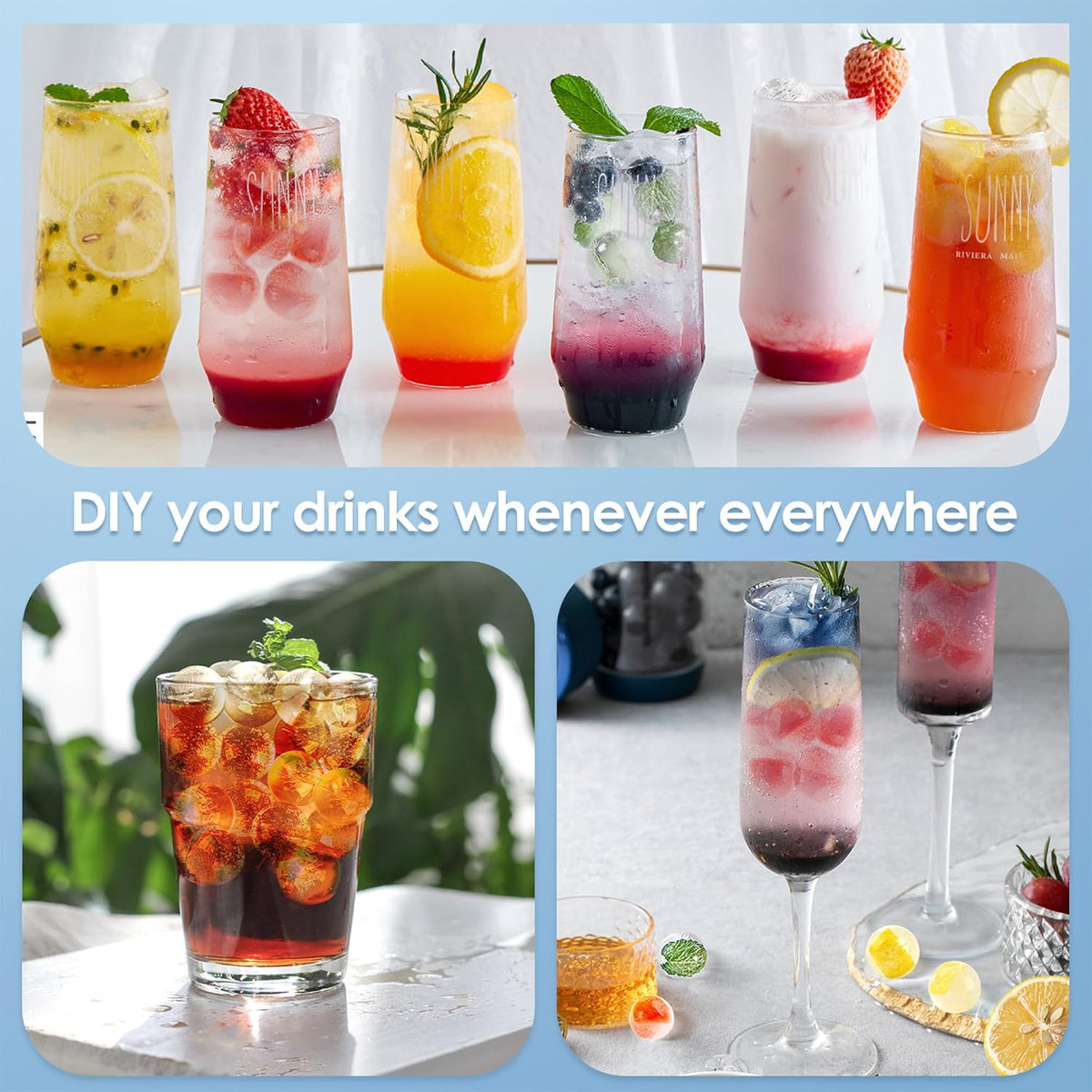 WIBIMEN Ice Cube Tray with Lid - Round Ice Tray for Freezer with Lid - Ice Cube Trays for Freezer