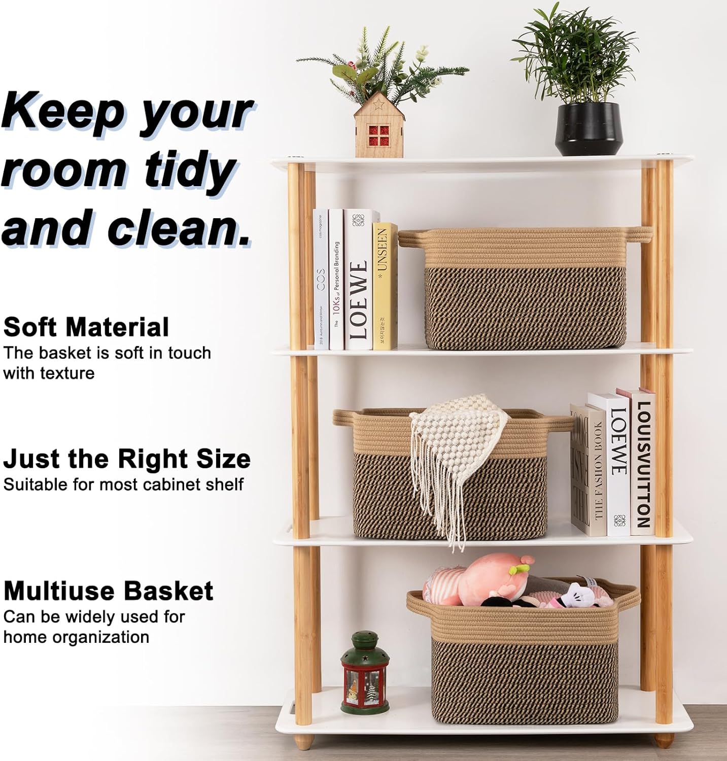 OIAHOMY 3 Pack Storage Basket for Organizing, 13''X9.85''X8.7'' Storage Bins,Woven Basket Basket