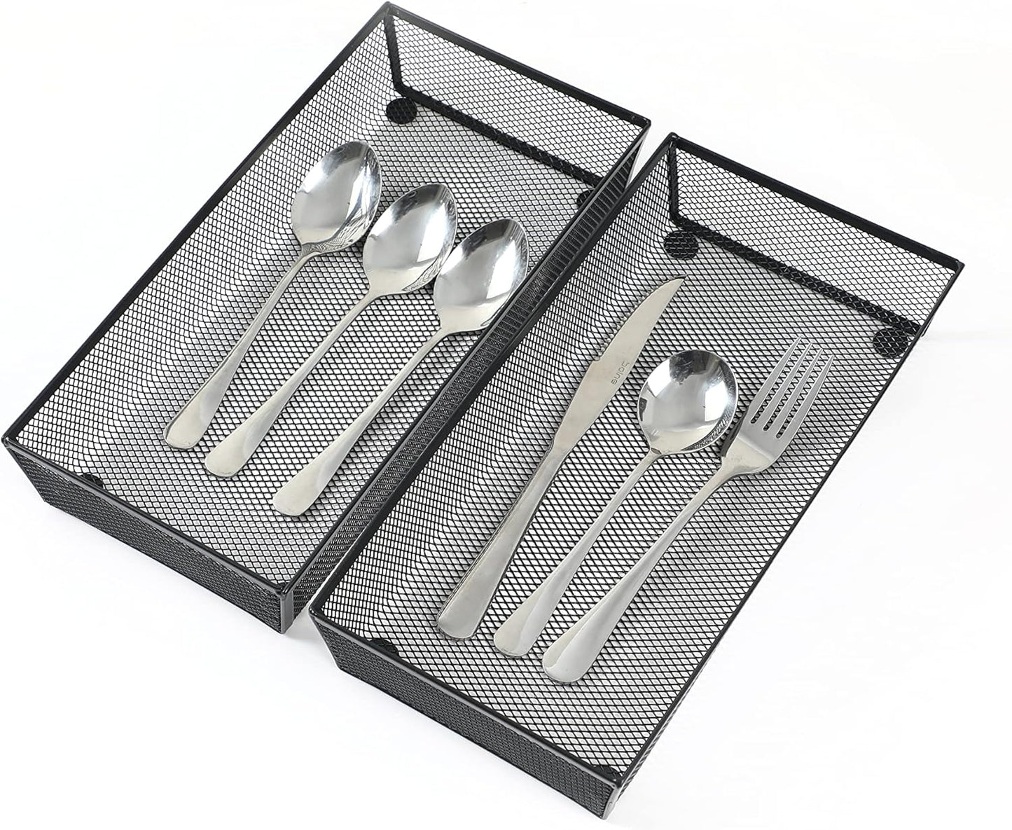 BYCY 3 Pack Mesh Flatware Drawer Organizer for Kitchen/Office/Home Tools,Spoon Knife Fork