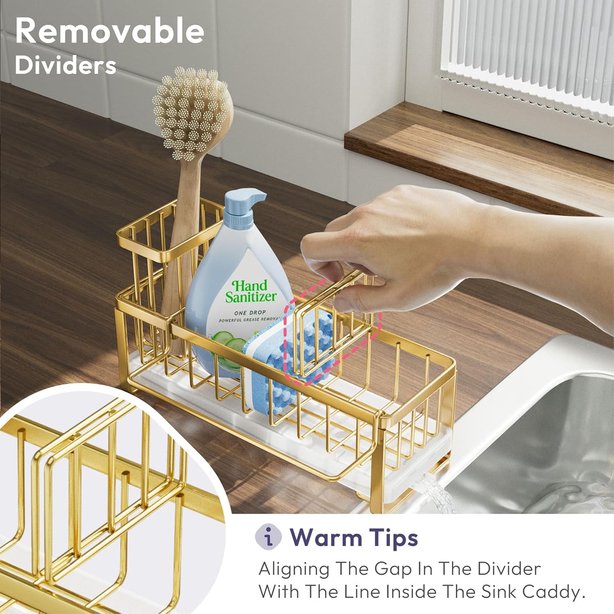 SWTYMIKI Sponge Holder for Kitchen Sink - Sink Caddy with Brush Holder Self-draining Sponge Caddy