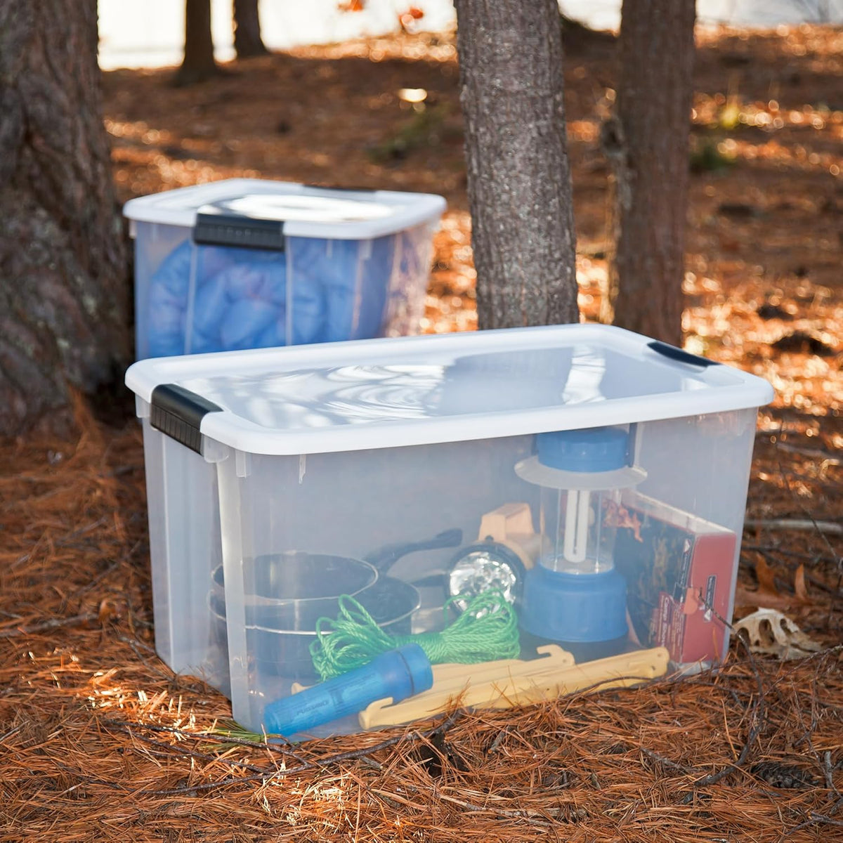 Sterilite 4 Pack Ultra Latching Box, Storage Bins with Lids, Clear Plastic, 70 Quart - Heavy-Duty