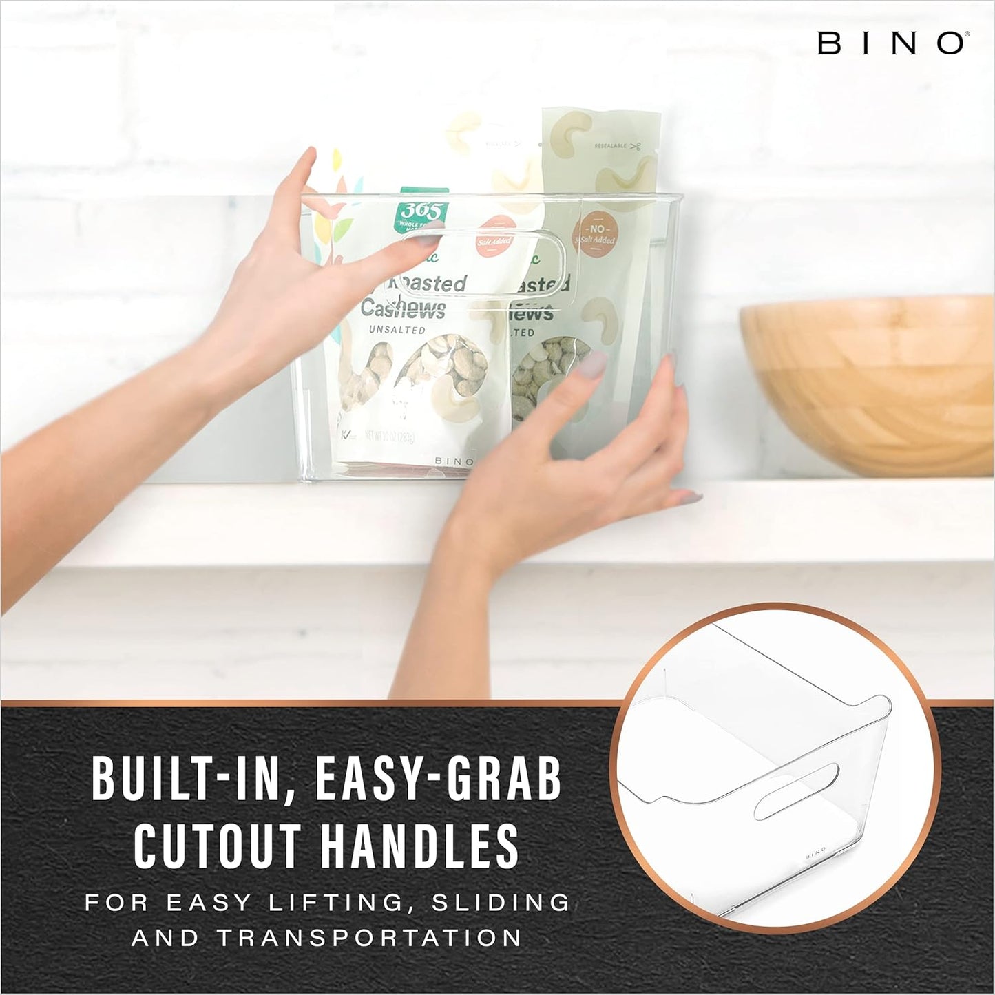 BINO | Plastic Storage Bins, Small - 2 Pack, Clear | THE SOHO COLLECTION | Pantry Organizers and