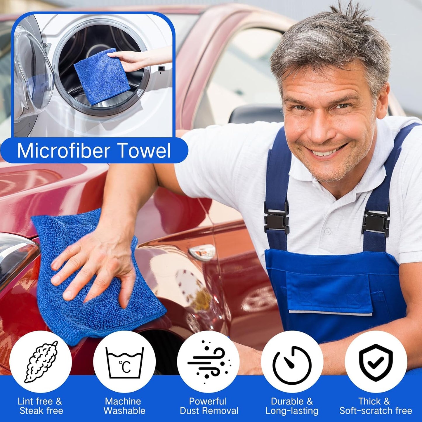 200 Pieces Microfiber Cleaning Cloths Bulk Absorbent Microfiber Towels Reusable Lint-Free Streak