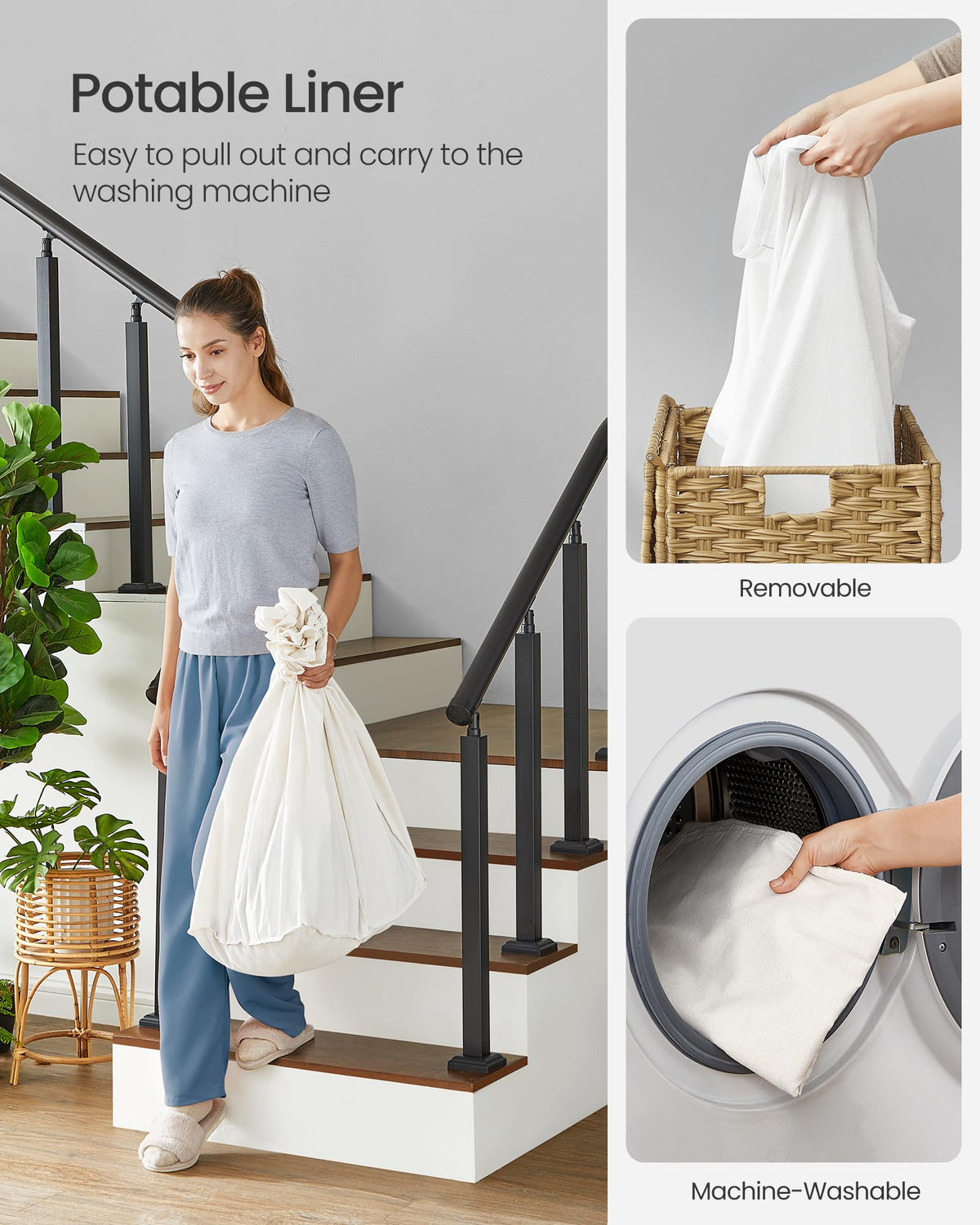 SONGMICS Laundry Hamper with Lid, 42.3 Gallons (160 L), Rolling Laundry Basket with Wheels