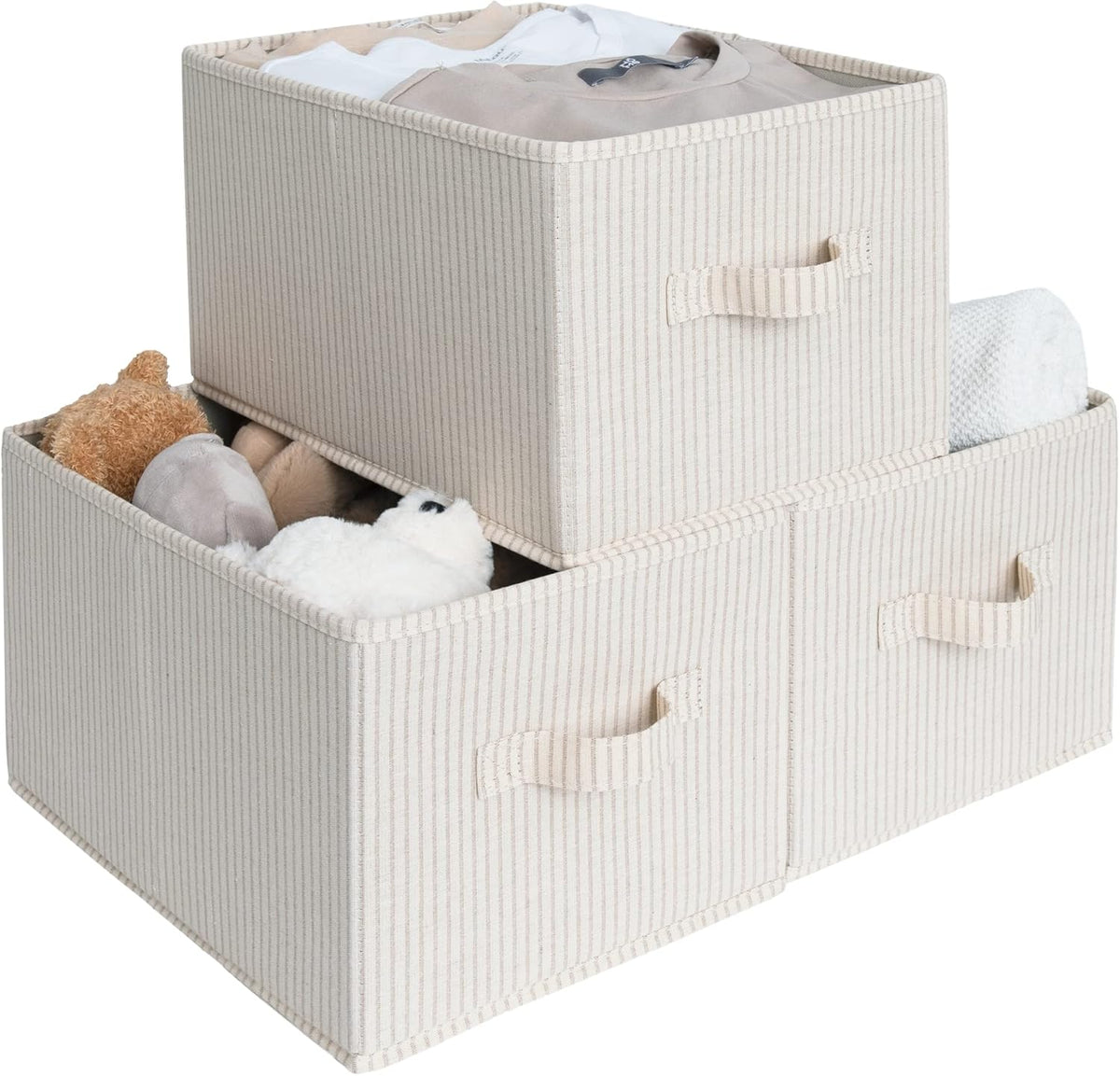 StorageWorks Storage Baskets for Shelves, Foldable Fabric Closet Storage Bins with Handles, Fabric