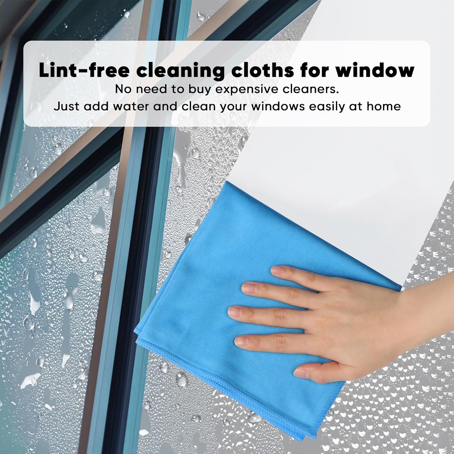 HOMEXCEL Microfiber Glass Cleaning Cloth 12 PK, Lint Free Streak Free, Reusable Cleaning Cloth for