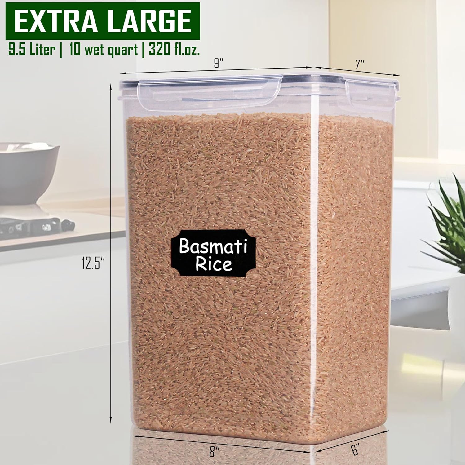 [2PC] 9.5L | 10 qt | 320 Oz Extra Large Airtight Food Storage Containers with Lids, Kitchen &
