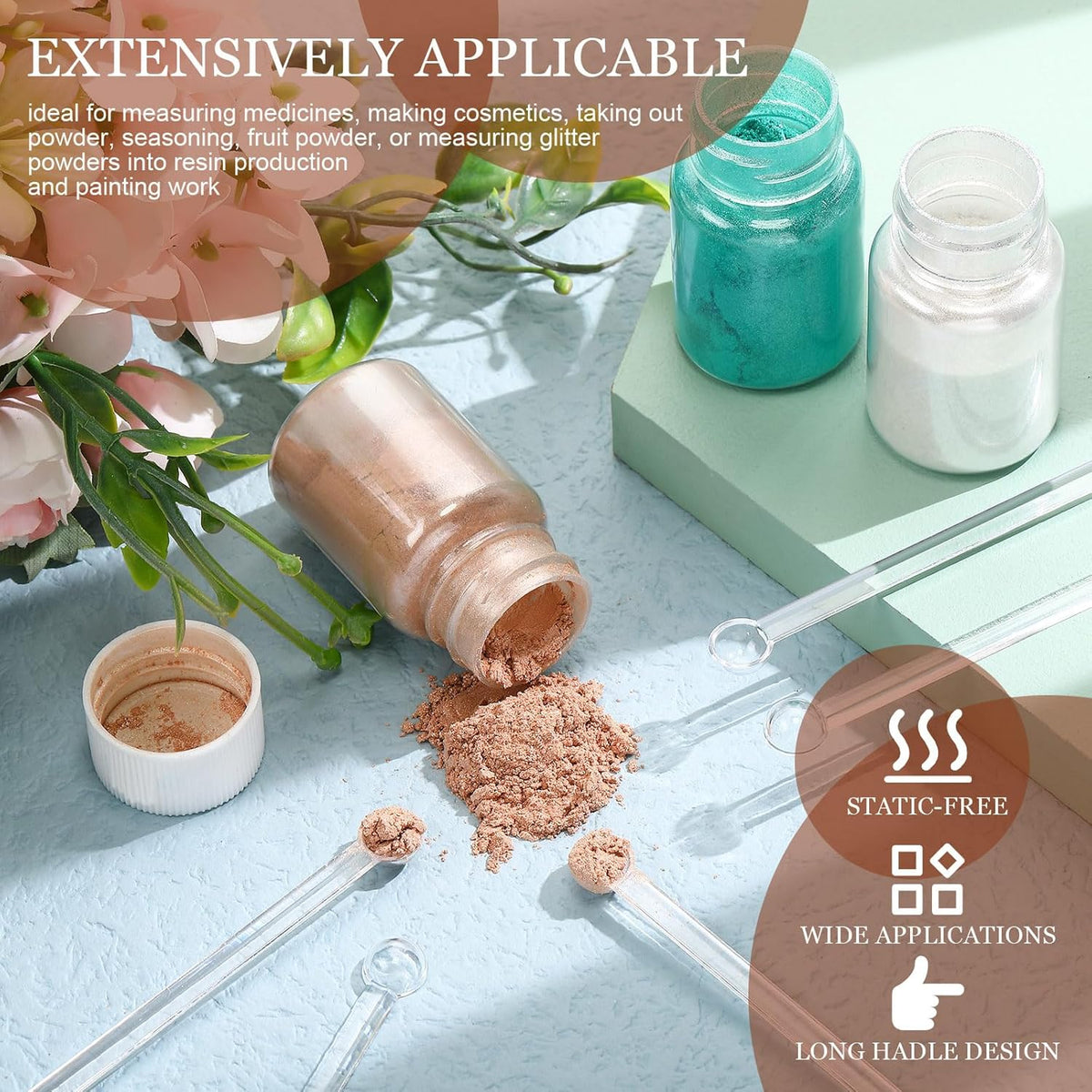 Honeydak 1/32 Teaspoon Micro Scoops 150 Milligram Mini Measuring Spoons Tiny Little Plastic Scoop