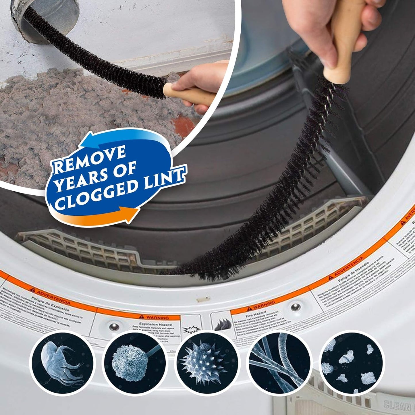 Holikme 2 Pieces Dryer Vent Cleaner Kit, Dryer Lint Vacuum Attachment and Flexible Dryer Lint
