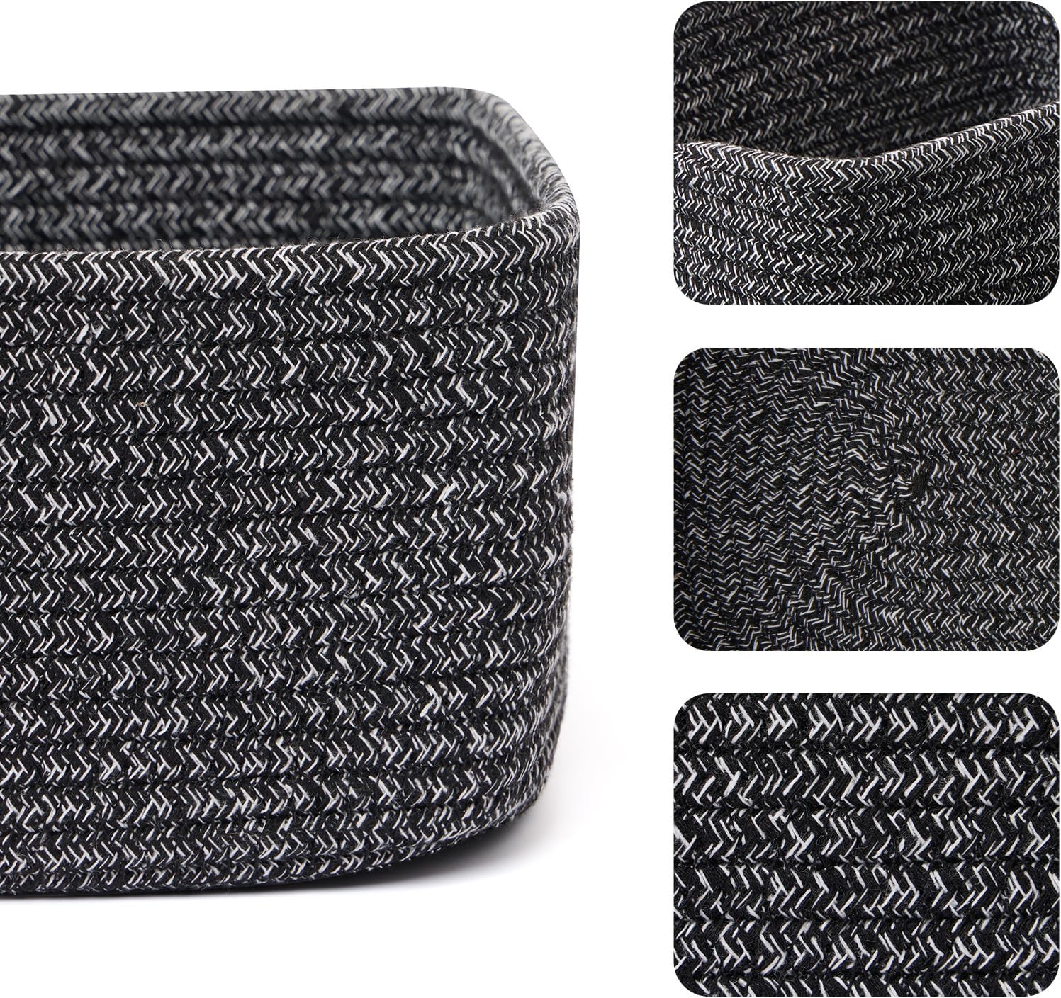 Small Storage Baskets for Organizing | Closet Organizer Bins | Shelf Toy Basket | Woven Rope