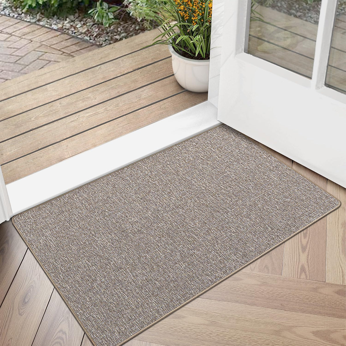 LUMI Ultra Thin Door Mat for Entryway, 24"x36" Low Profile Non Slip Rubber Backing Indoor Doormat