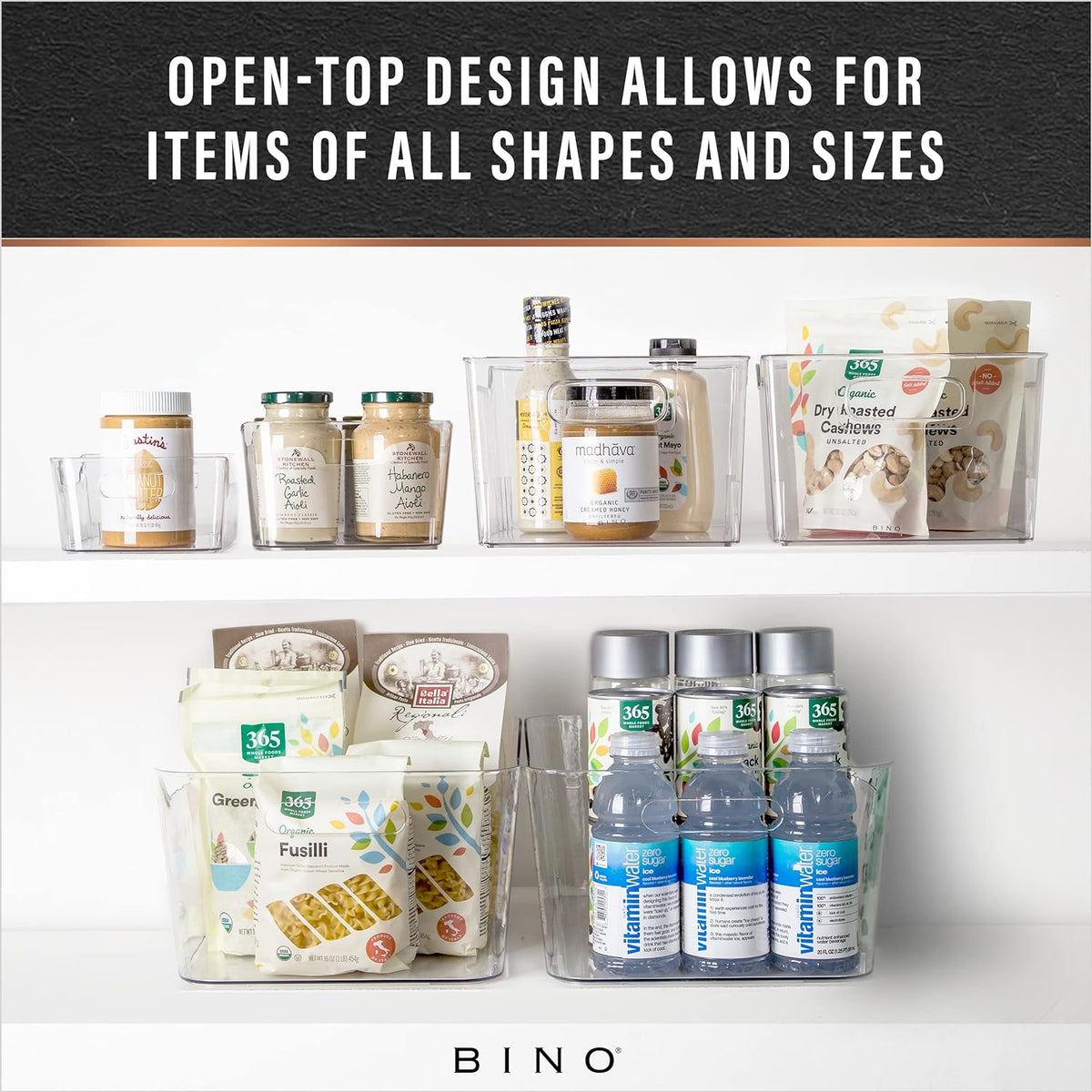 BINO | The SOHO Collection Plastic Storage Bins, X-Small - 2 Pack, Clear | Pantry and Fridge