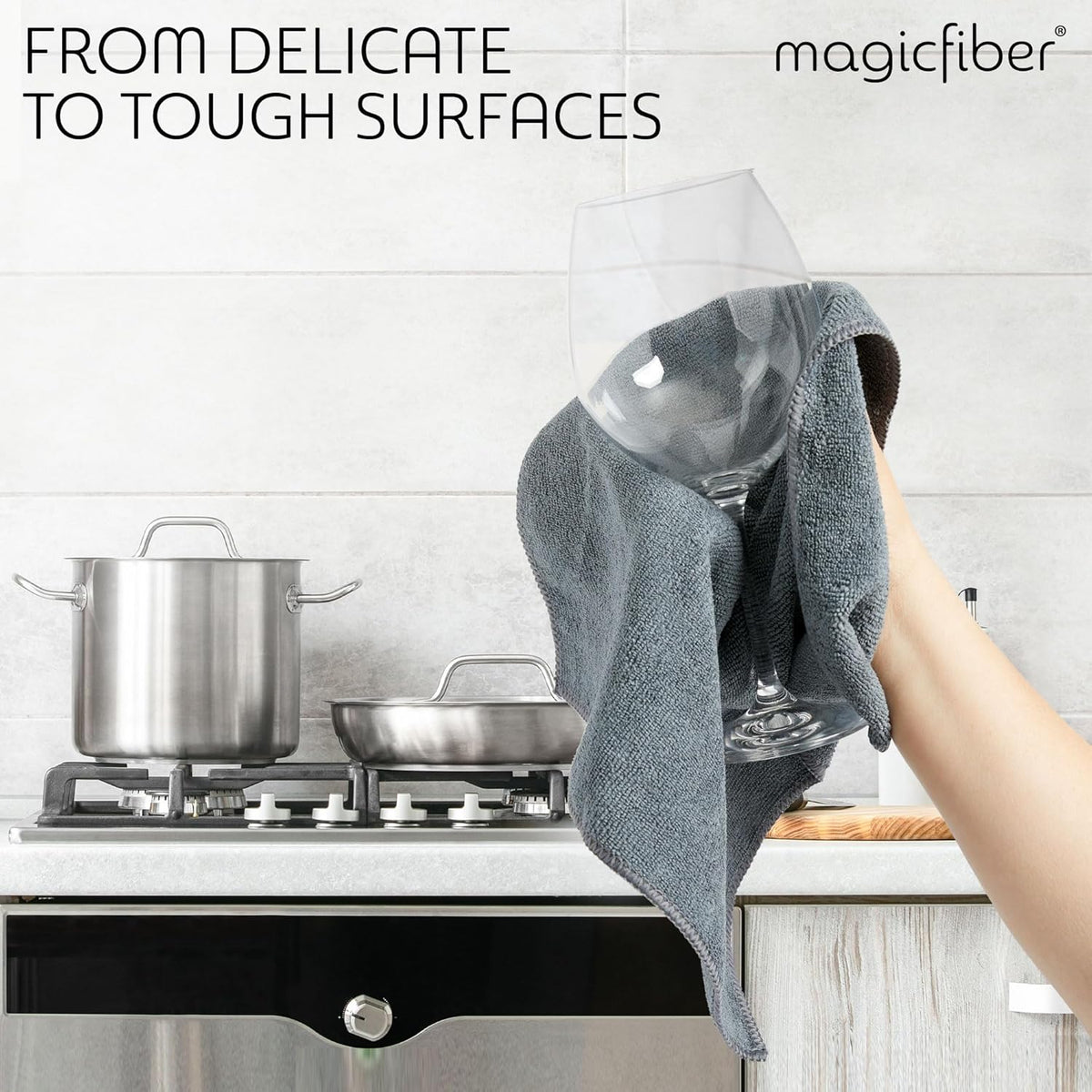 MagicFiber Microfiber Cleaning Cloth - 12 Pack, Large 13" x13” Highly Absorbent Streak-Free Micro