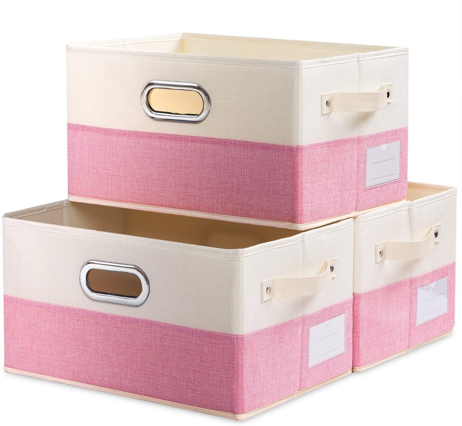 PRANDOM Large Collapsible Storage Baskets for Closet [3-pack] Decorative Fabric Storage Bins Cubes