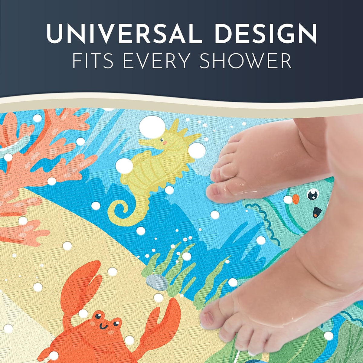 Homerella Anti Slip Shower Mat | Anti Mold Non Slip Bathtub Mat for Inside Shower | Square Floor