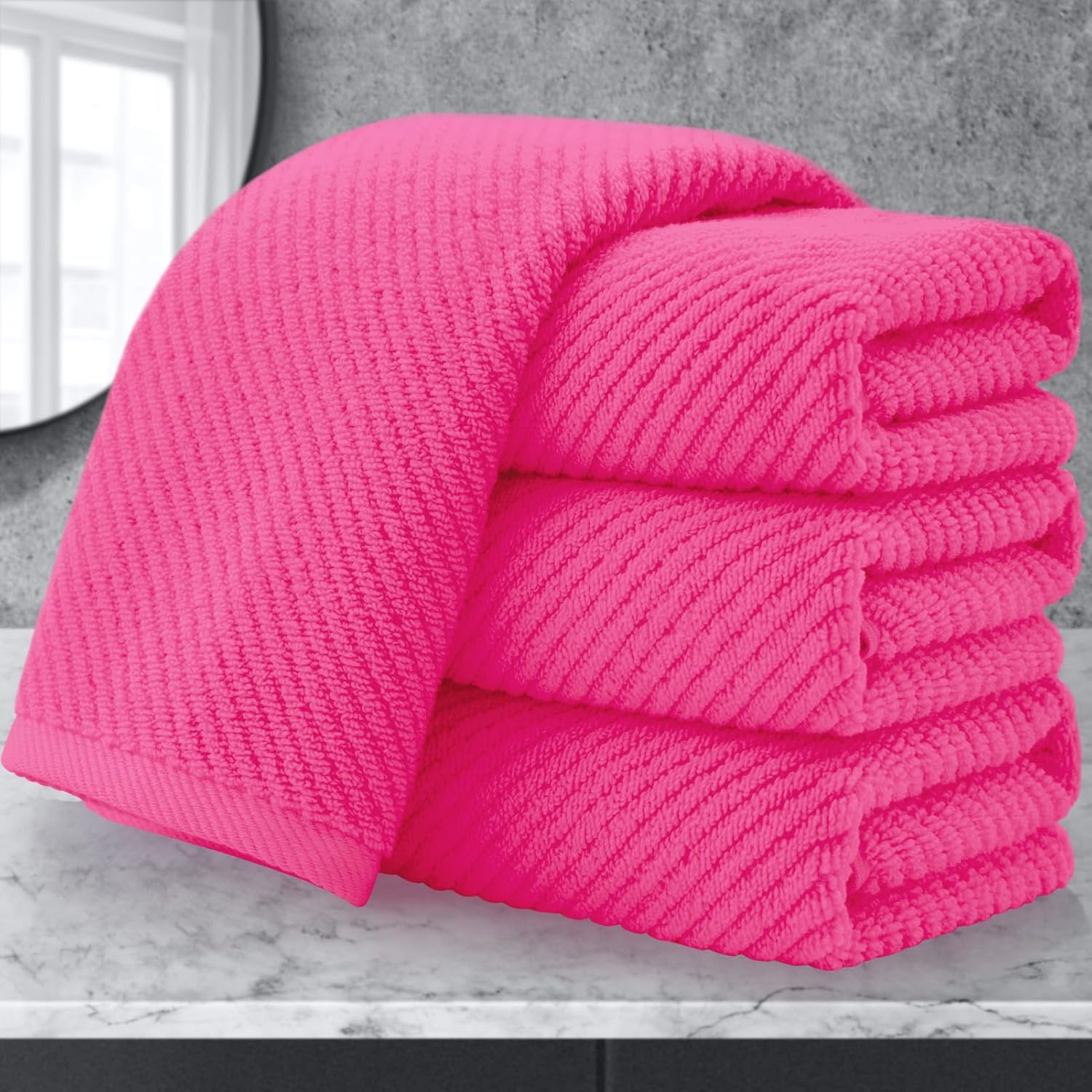 VOOVA & MOVAS Bathroom Hand Towels Set of 4, Large 18"x28" - 100% Cotton | Quick Dry | Light Weight