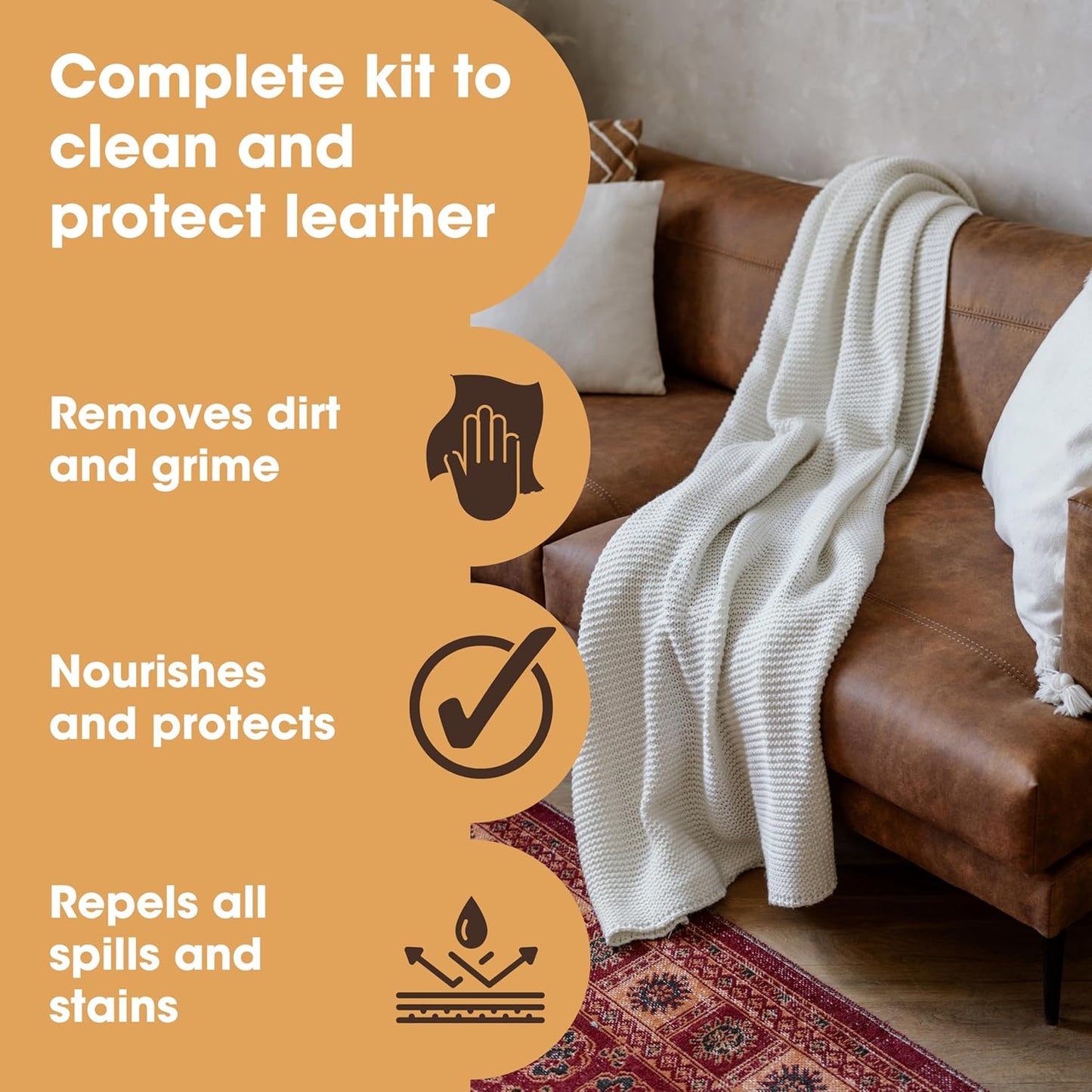 Furniture Clinic Large Leather Care Kit | Leather Cleaner + Conditioning Protection Cream for