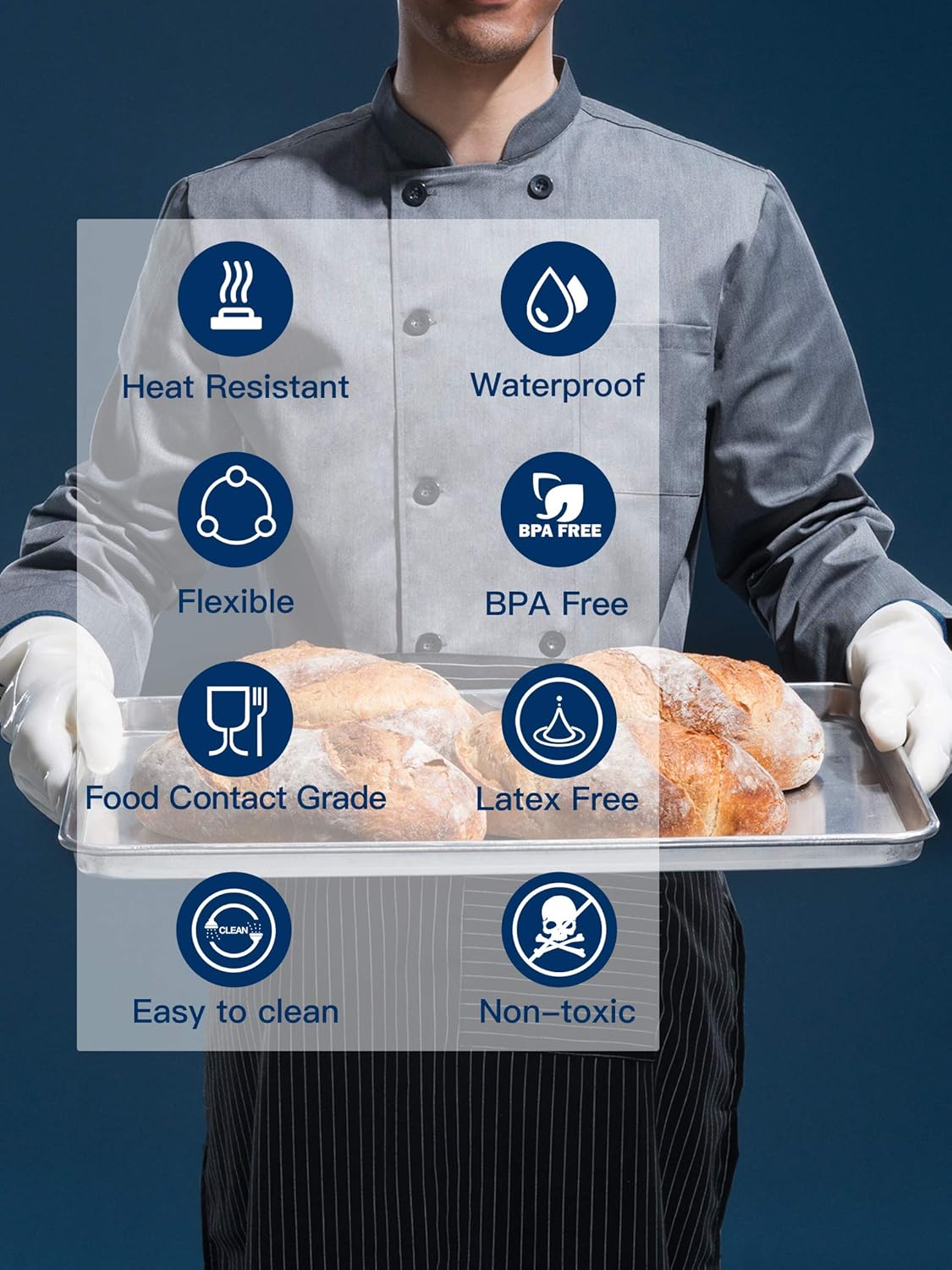 LANON Protection Wahoo Liquid Silicone Smoker Oven Gloves, Food-Contact Grade, Heat Resistant