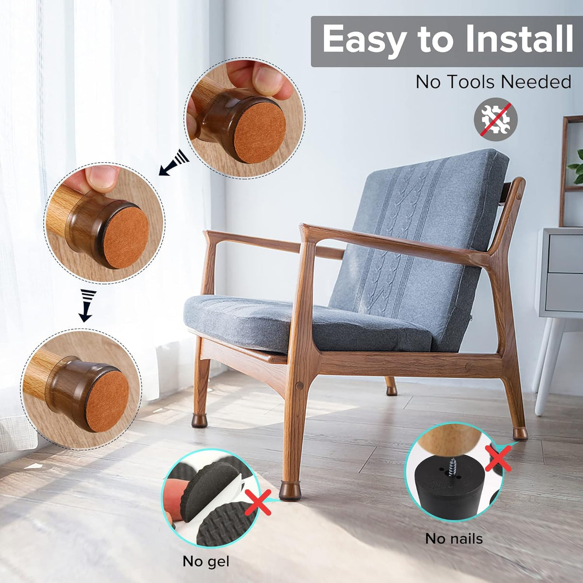 24PCS Upgraded Silicone Chair Leg Floor Protectors for Hardwood Floors, Furniture Sliders for Chair