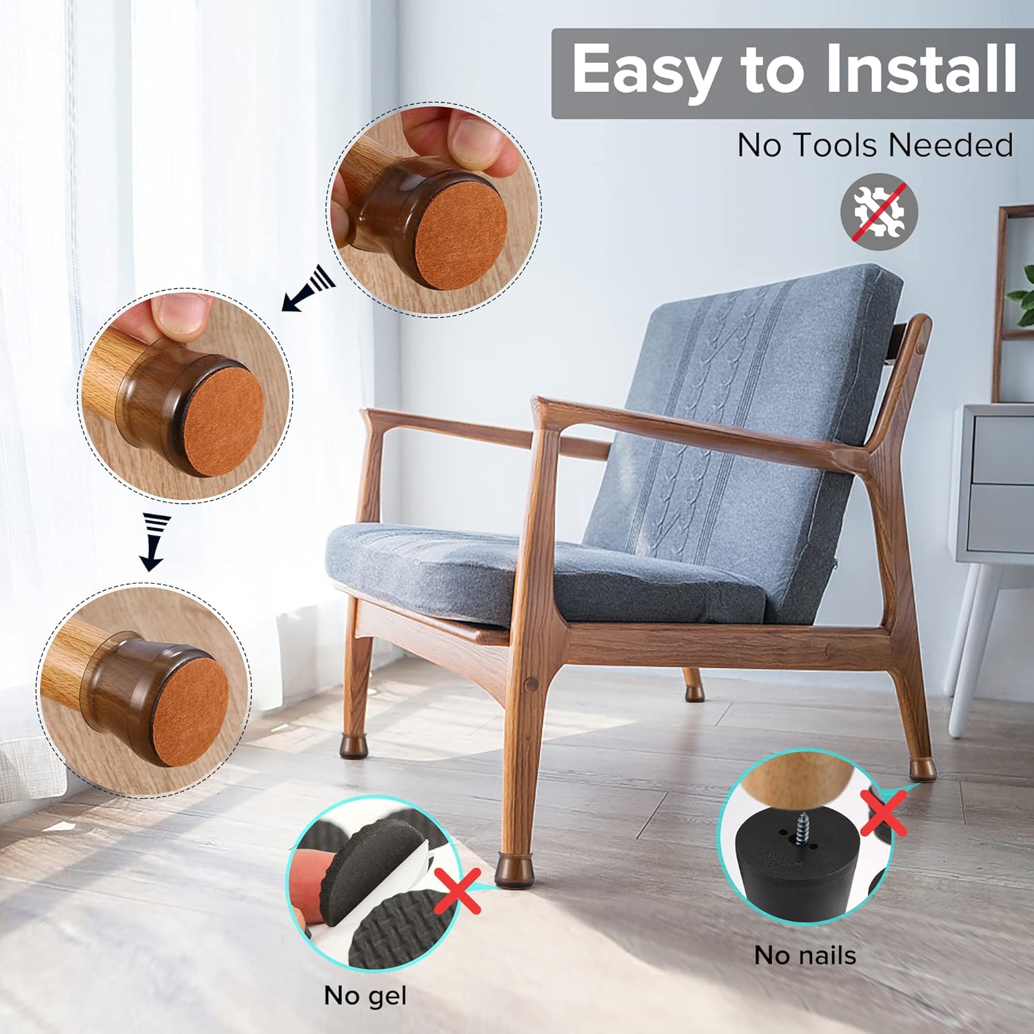 24PCS Upgraded Silicone Chair Leg Floor Protectors for Hardwood Floors, Furniture Sliders for Chair