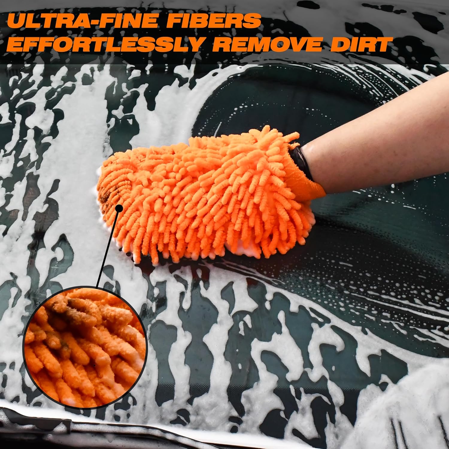Raeyuan Car Wash Mitt Microfiber 3 Pack Scratch Proof & Lint-Free Wash Mitt for Cars, SUVs, Trucks