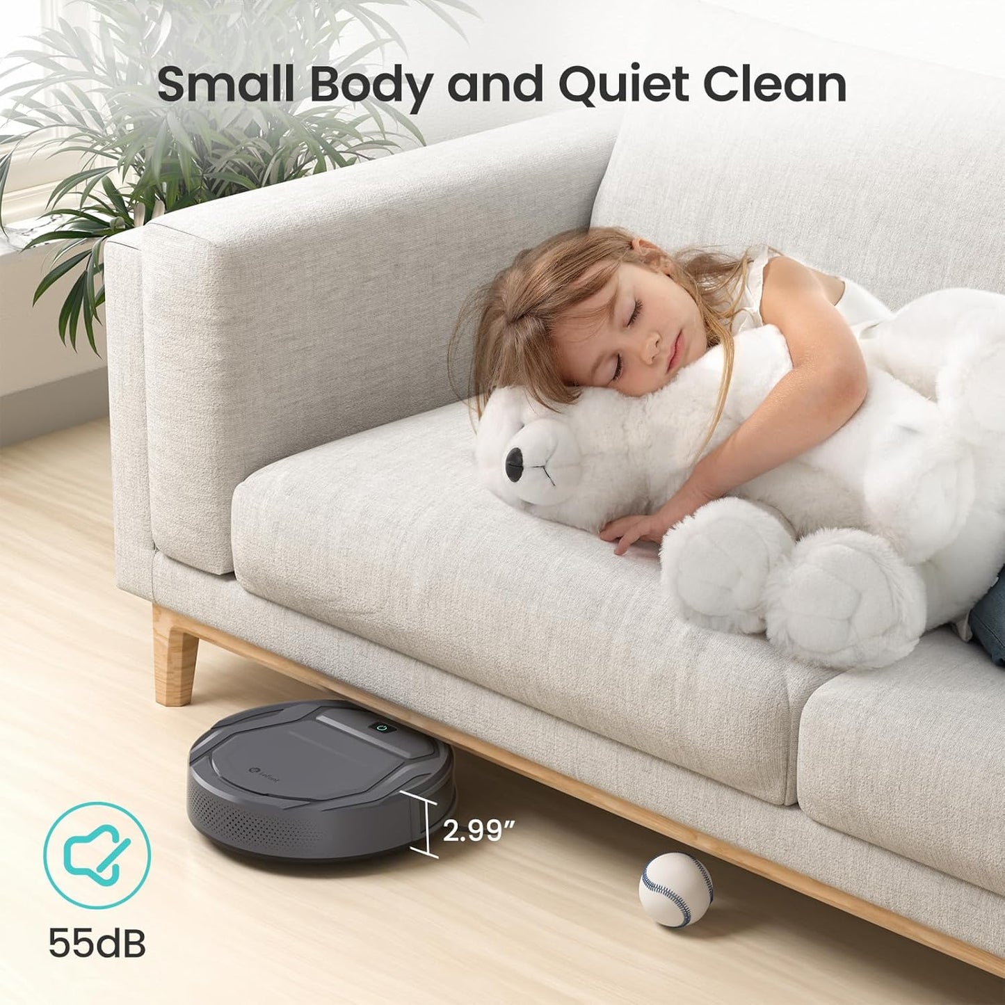 Lefant M210P Robot Vacuum Cleaner, Super Thin, Powerful Suction, Quiet, Self-Charging, Ideal for