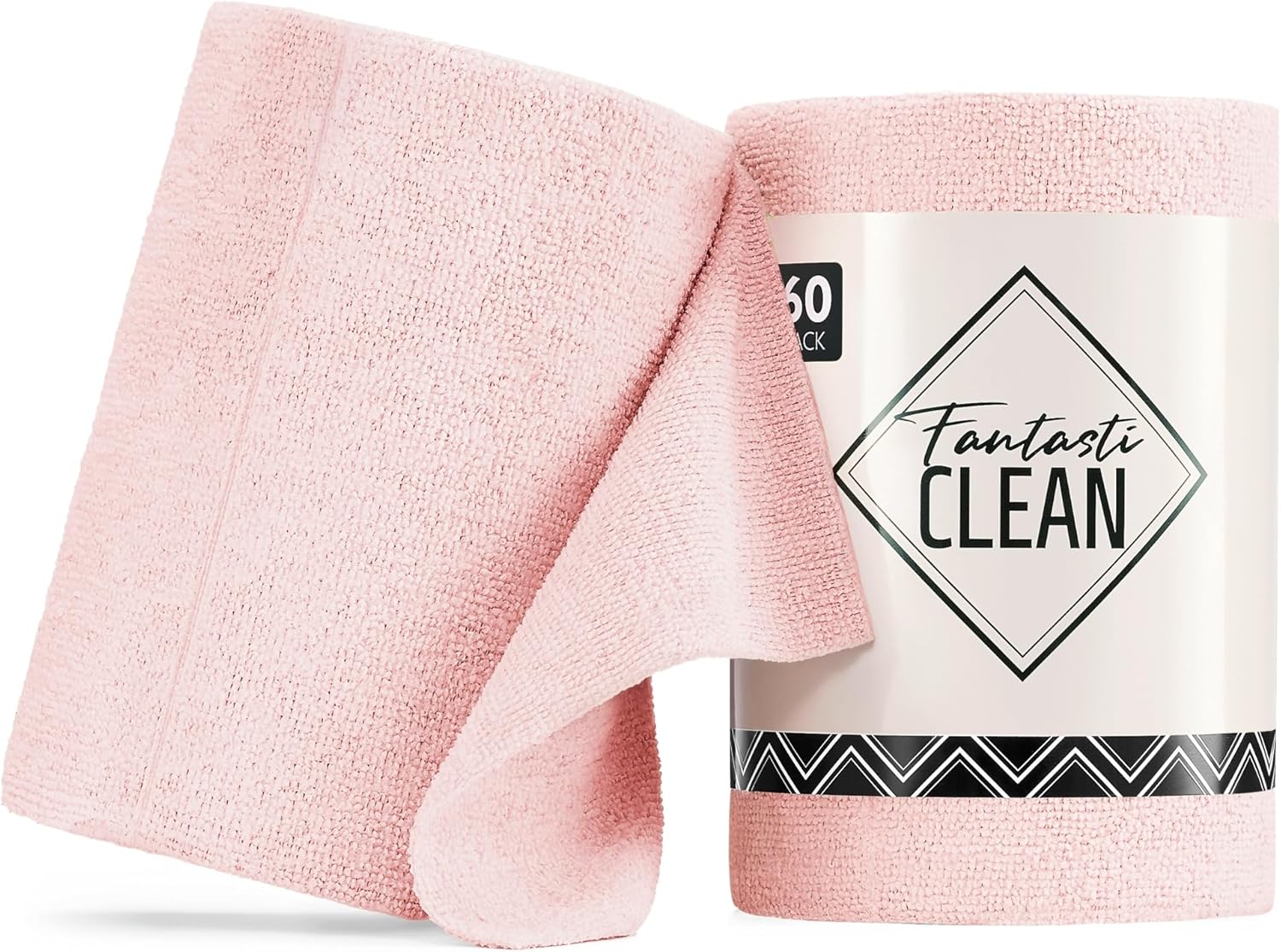 Fantasticlean Microfiber Cleaning Cloth Roll -60 Pack, Tear Away Paperless Towels, 8" x 8"
