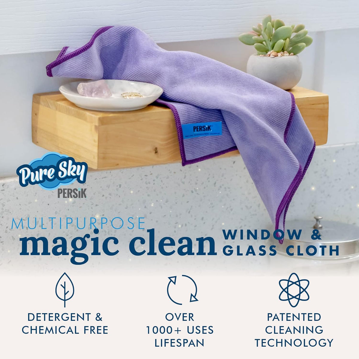 Pure-Sky Microfiber Cleaning Cloth - JUST ADD Water No Detergents Needed – Streak Free Magic Ultra