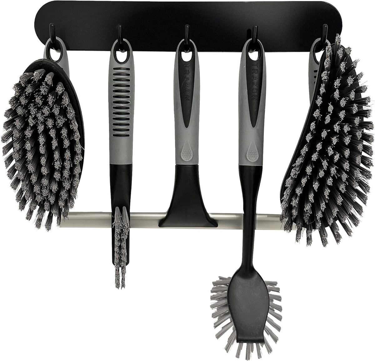 Scrub Brush Set of 6 pcs - Cleaning Shower Scrubbers with Squeegee for Shower Glass and Adhesive