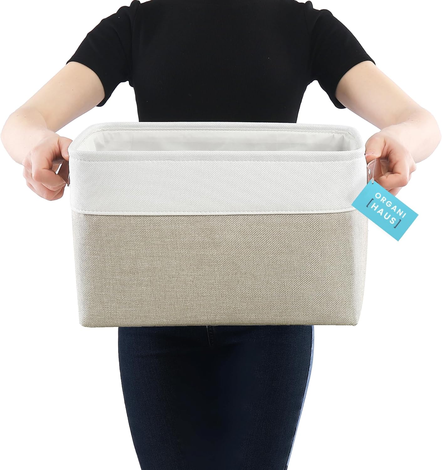 OrganiHaus Large Fabric Storage Baskets for Shelves 3 Pack, 15x11in Closet Storage Bins for