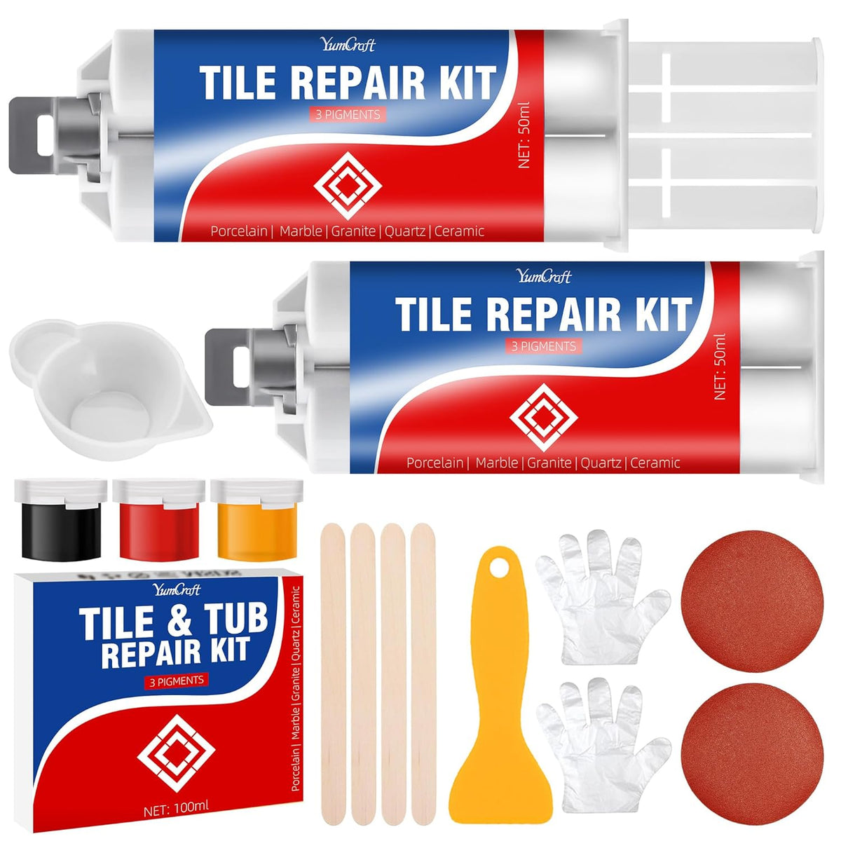Tile Repair Kit, Ceramic Tile Repair Kit for Bathtub Crack and Hole, Porcelain Tile Chip Repair